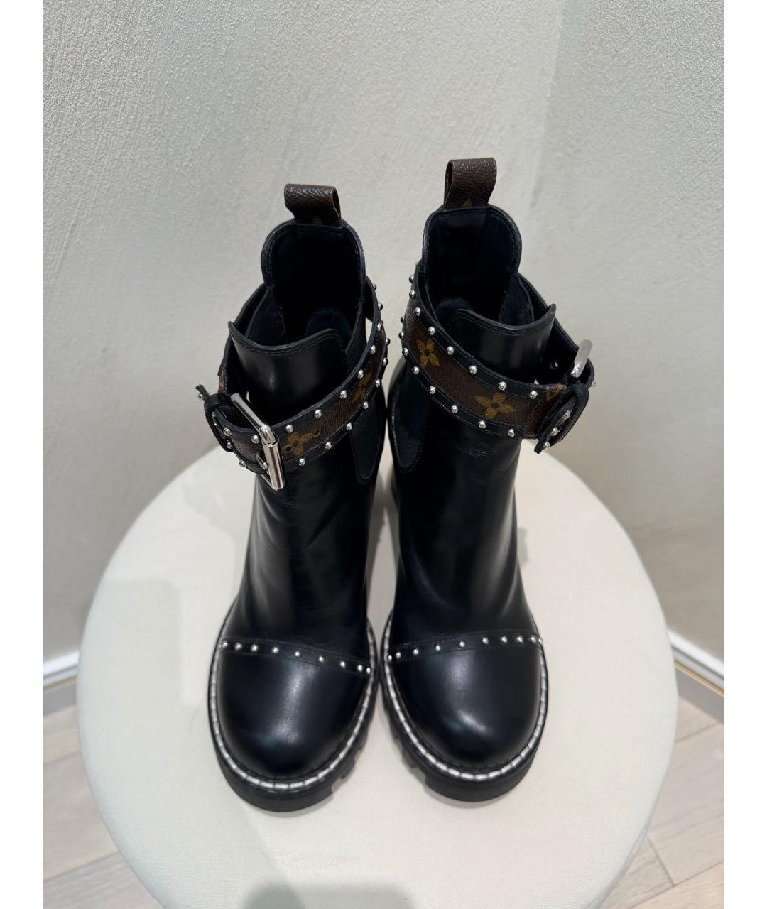 LOUIS VUITTON Черные кожаные ботильоны, фото 2