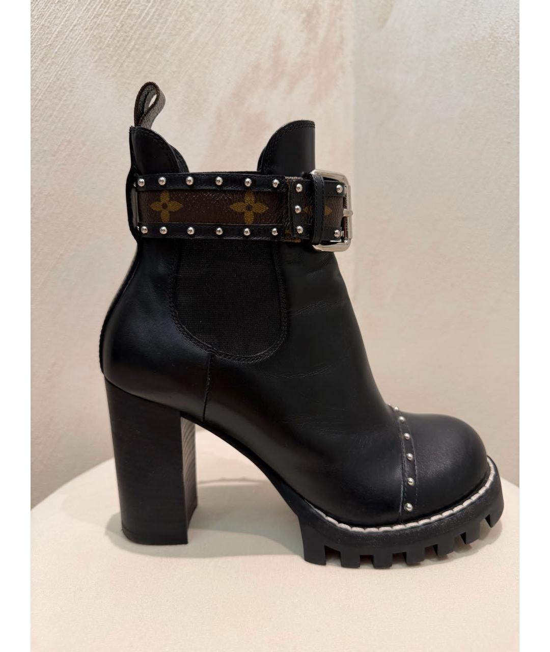 LOUIS VUITTON Черные кожаные ботильоны, фото 5