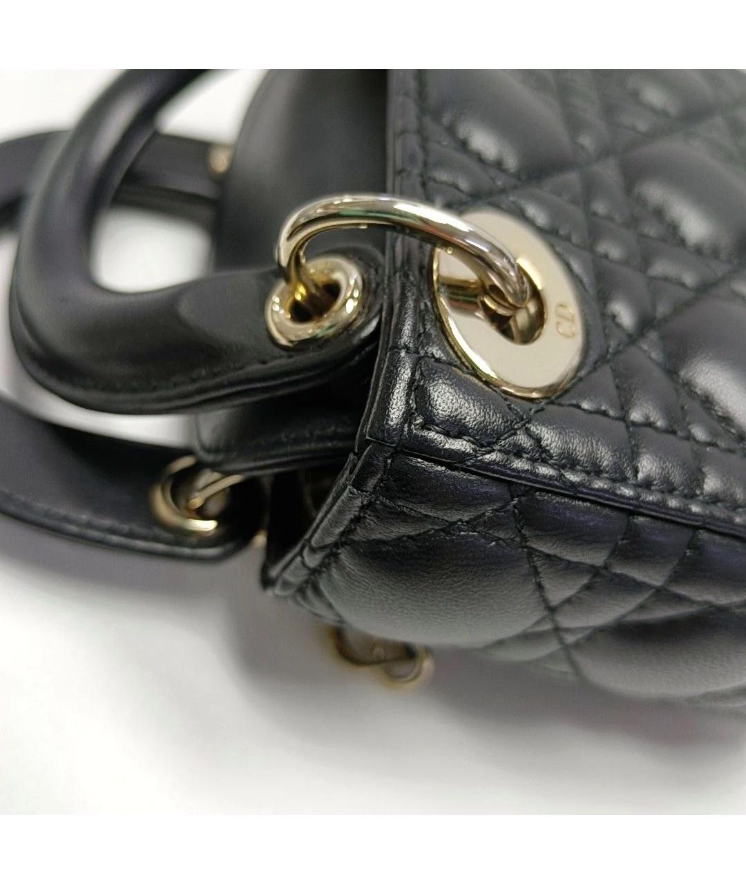 CHRISTIAN DIOR Черная кожаная сумка через плечо, фото 6