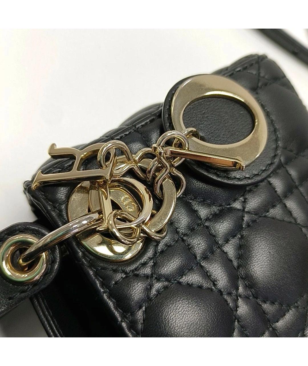 CHRISTIAN DIOR Черная кожаная сумка через плечо, фото 5