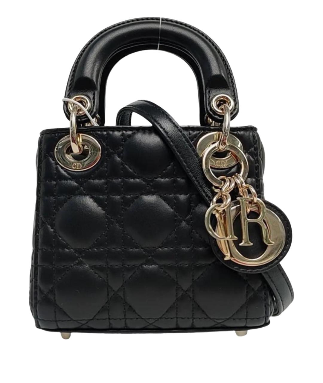 CHRISTIAN DIOR Черная кожаная сумка через плечо, фото 1