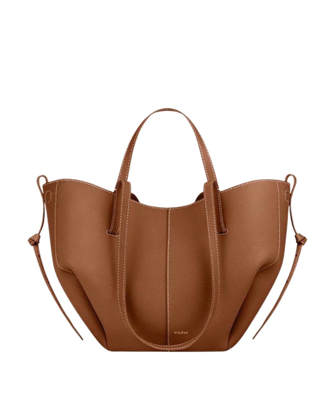 POLENE Коричневая кожаная сумка тоут, фото 1