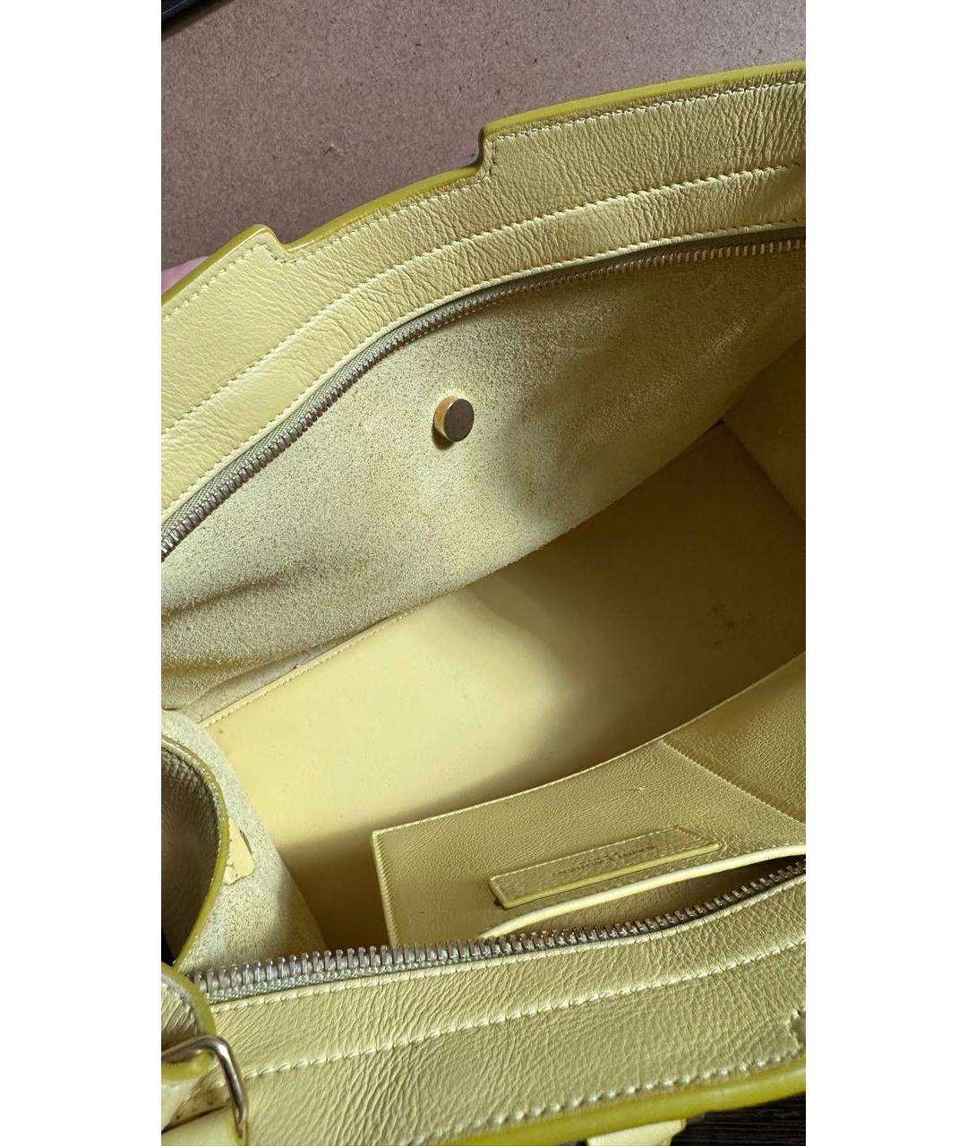 SAINT LAURENT Желтая кожаная сумка тоут, фото 7