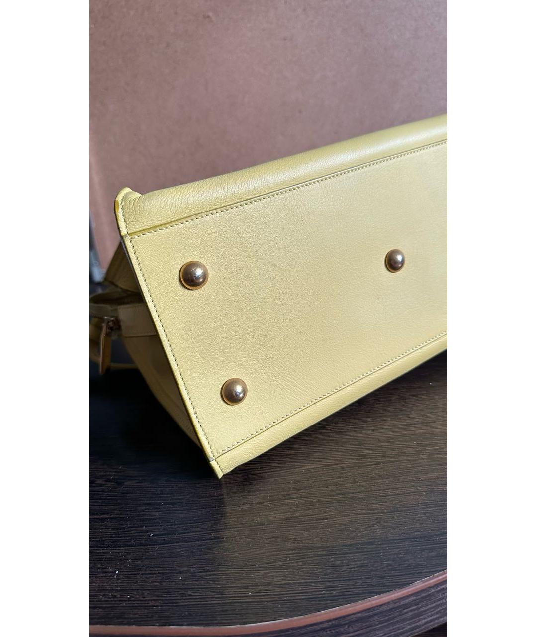 SAINT LAURENT Желтая кожаная сумка тоут, фото 6