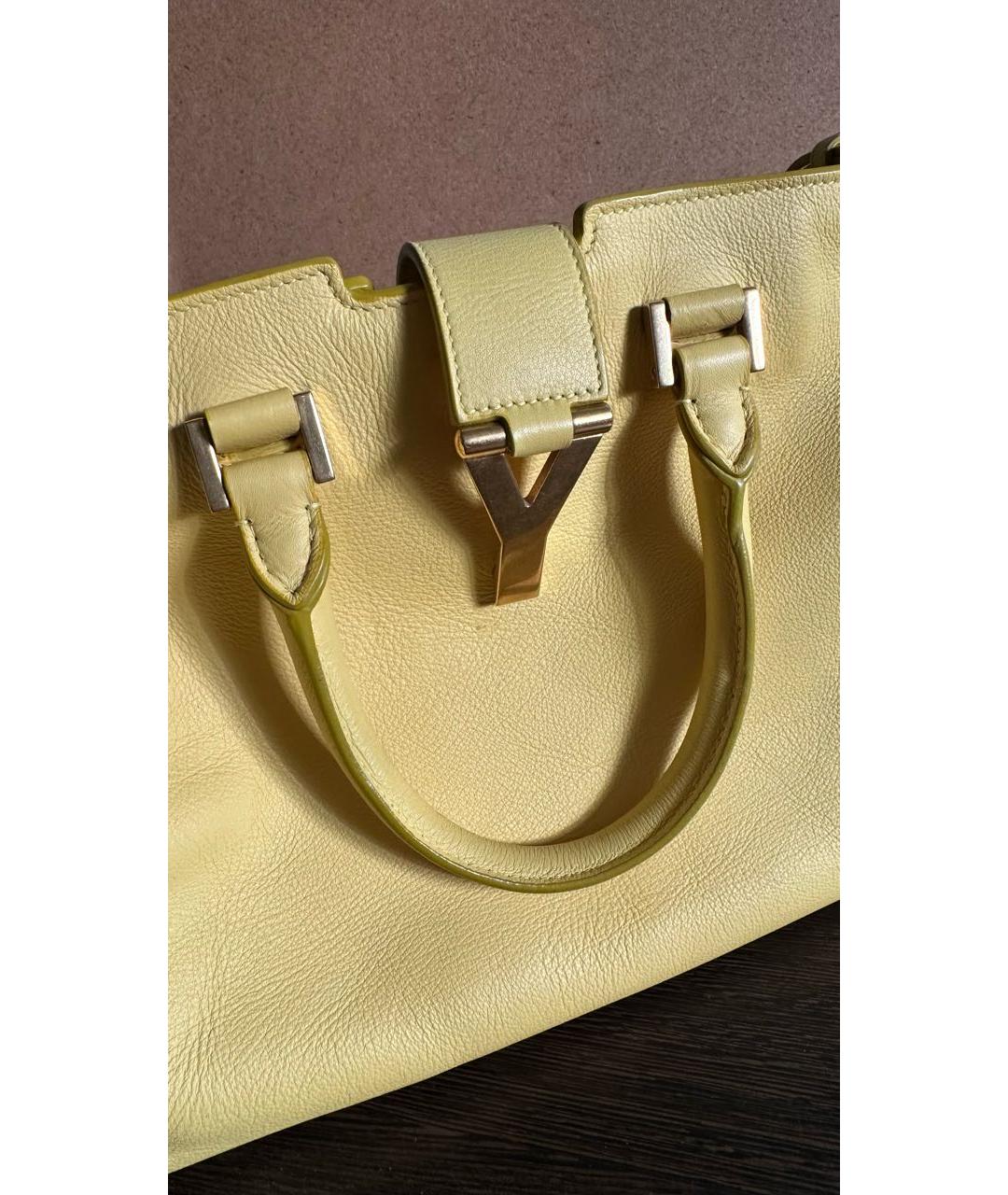 SAINT LAURENT Желтая кожаная сумка тоут, фото 4