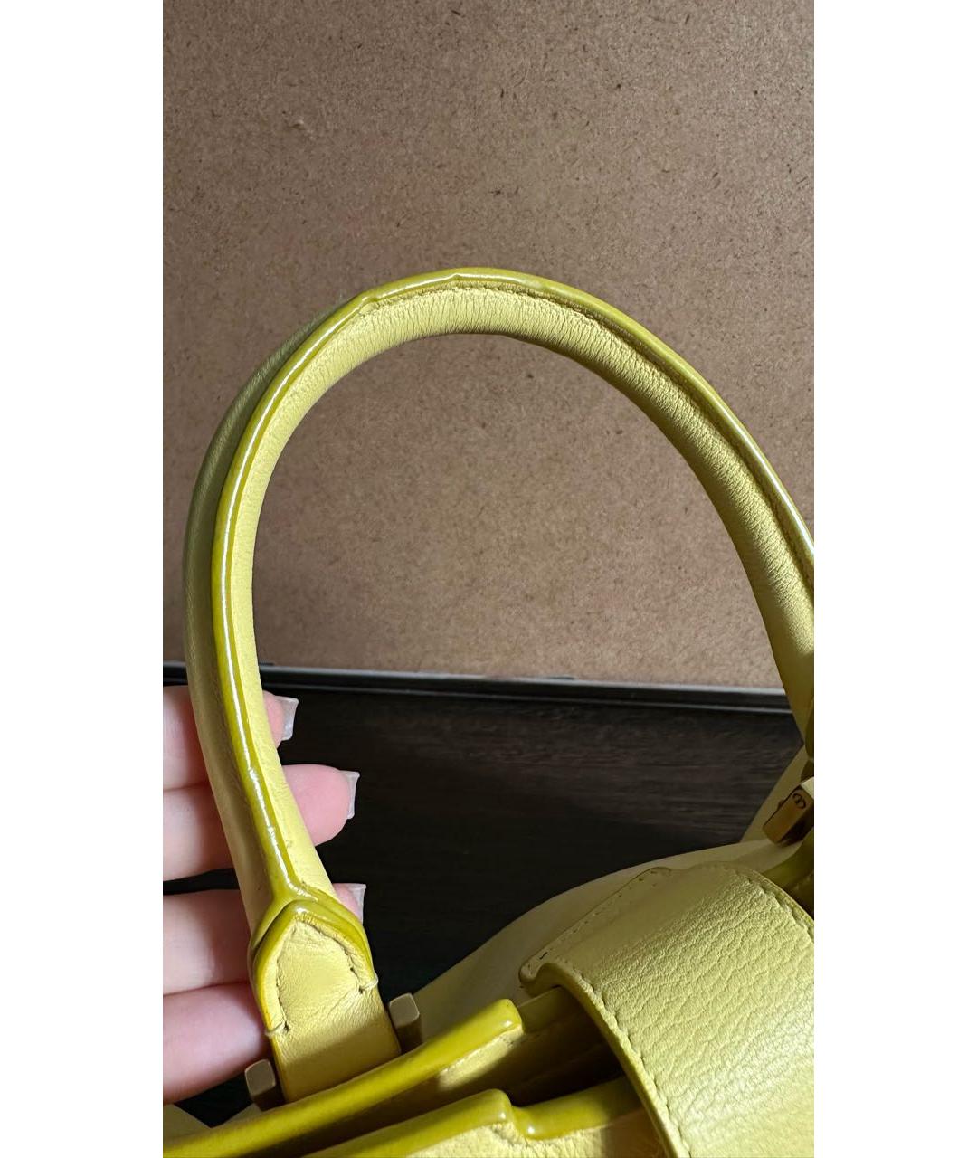 SAINT LAURENT Желтая кожаная сумка тоут, фото 8