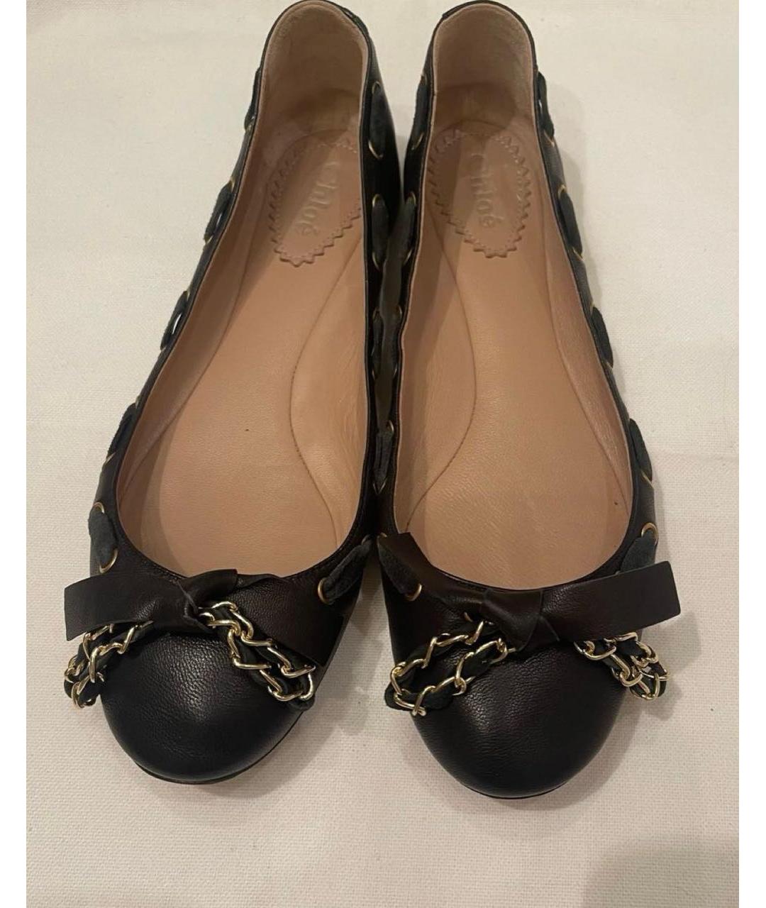 CHLOE Черные кожаные балетки, фото 2