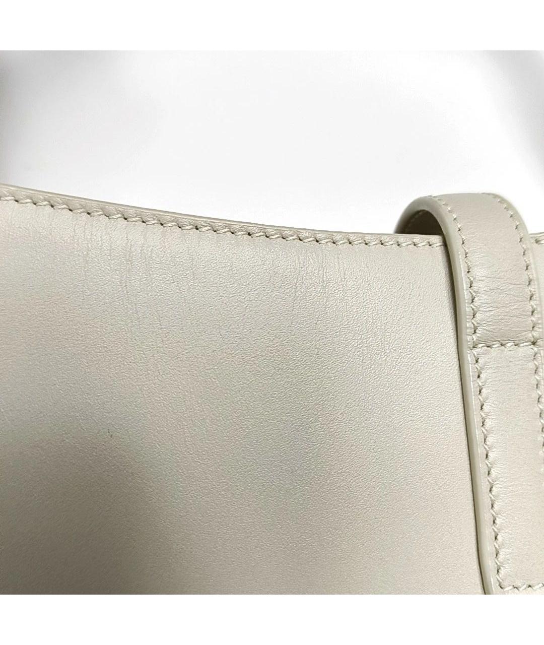 SAINT LAURENT Белая кожаная сумка с короткими ручками, фото 7