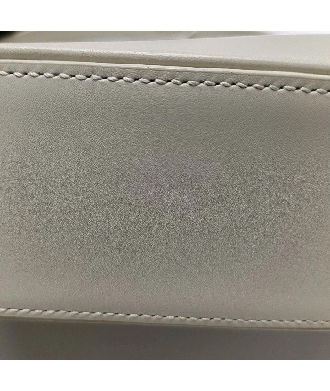 SAINT LAURENT Белая кожаная сумка с короткими ручками, фото 8
