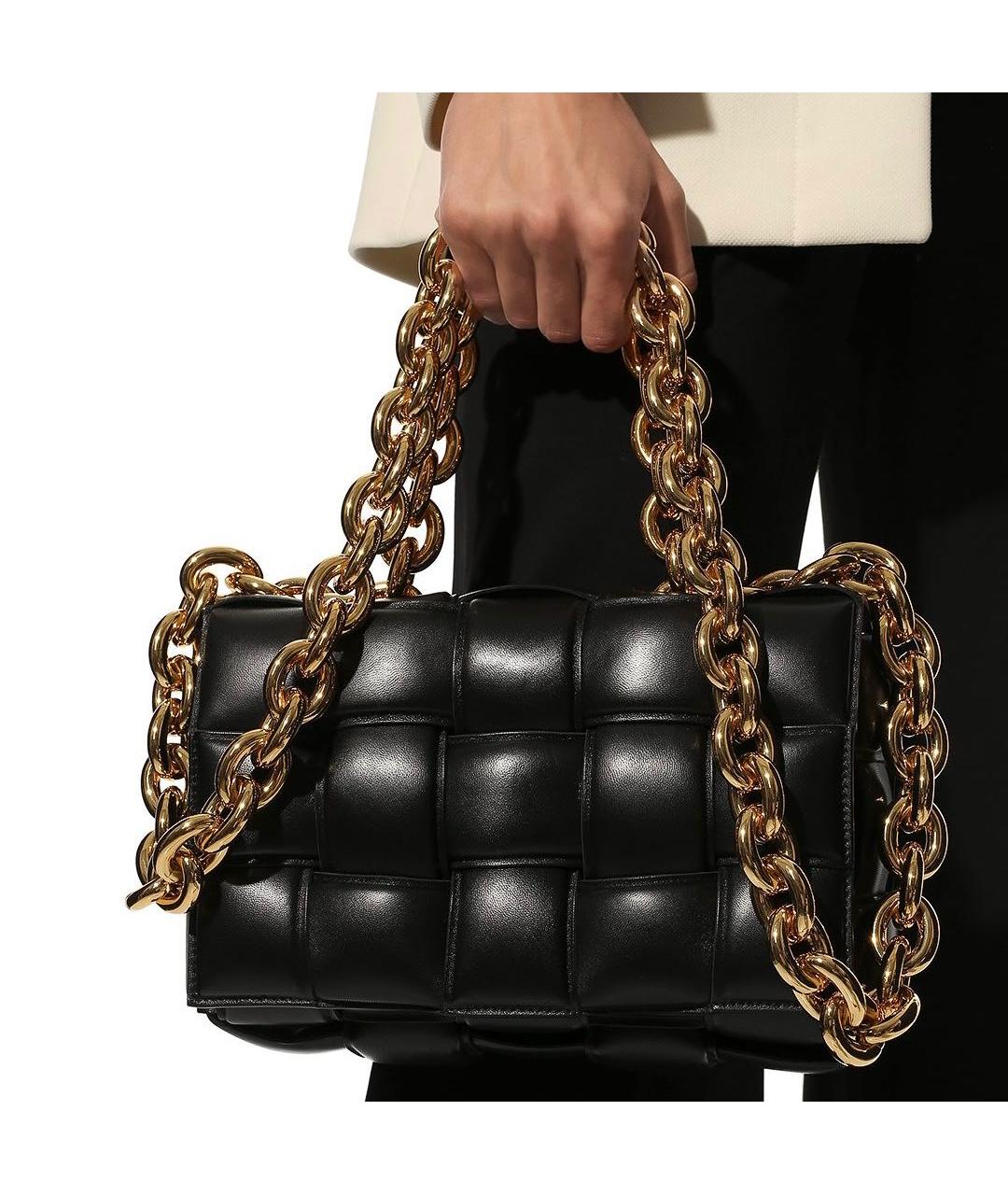 BOTTEGA VENETA Черная кожаная сумка через плечо, фото 2