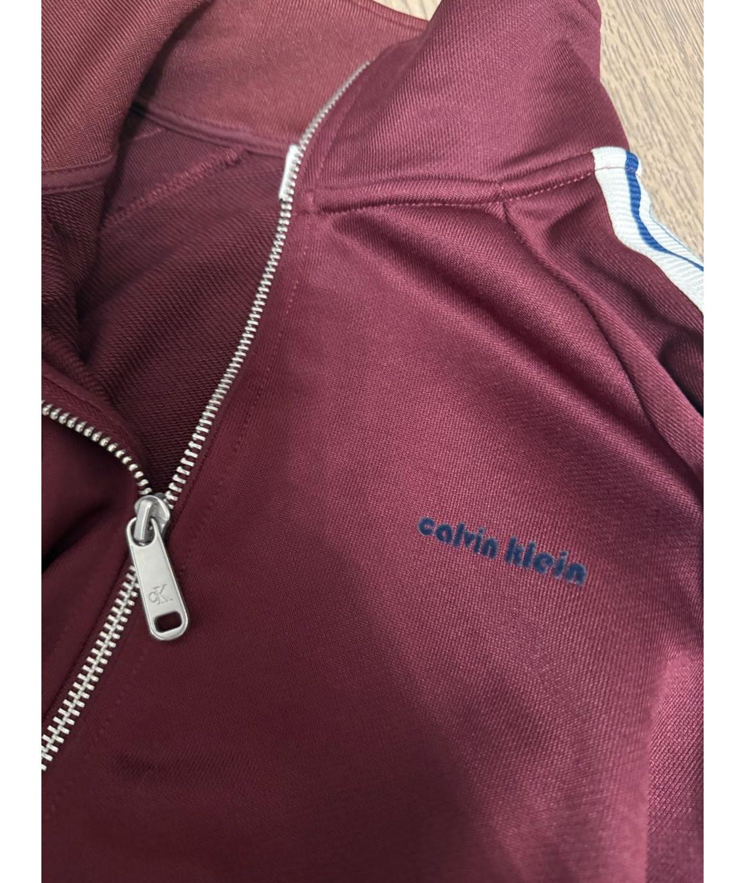 CALVIN KLEIN Бордовая хлопковая спортивная куртка, фото 4