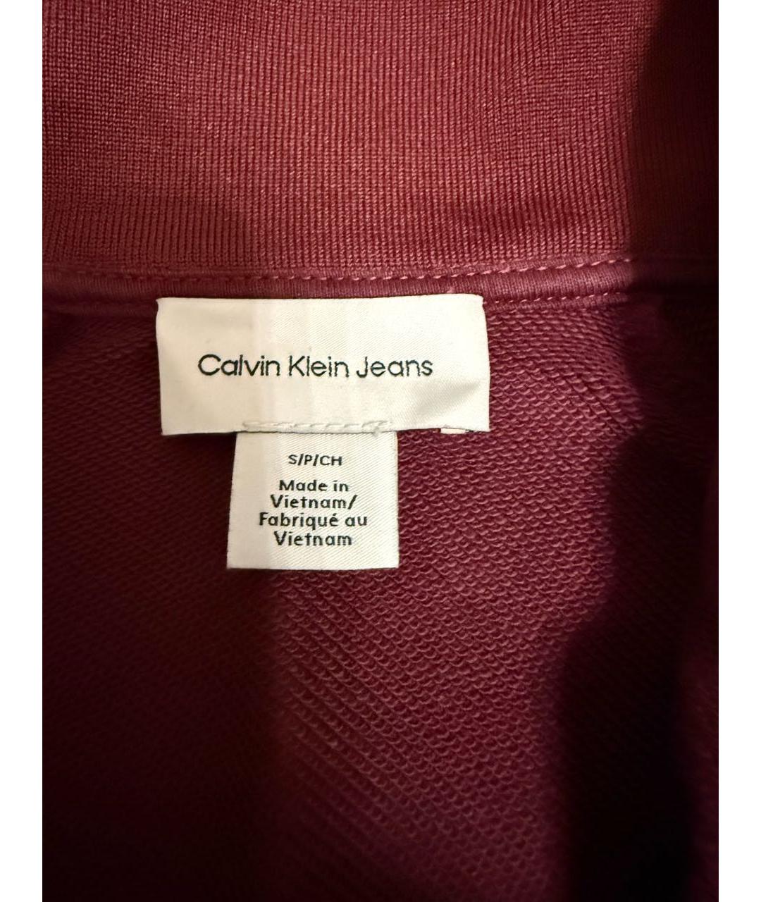 CALVIN KLEIN Бордовая хлопковая спортивная куртка, фото 3