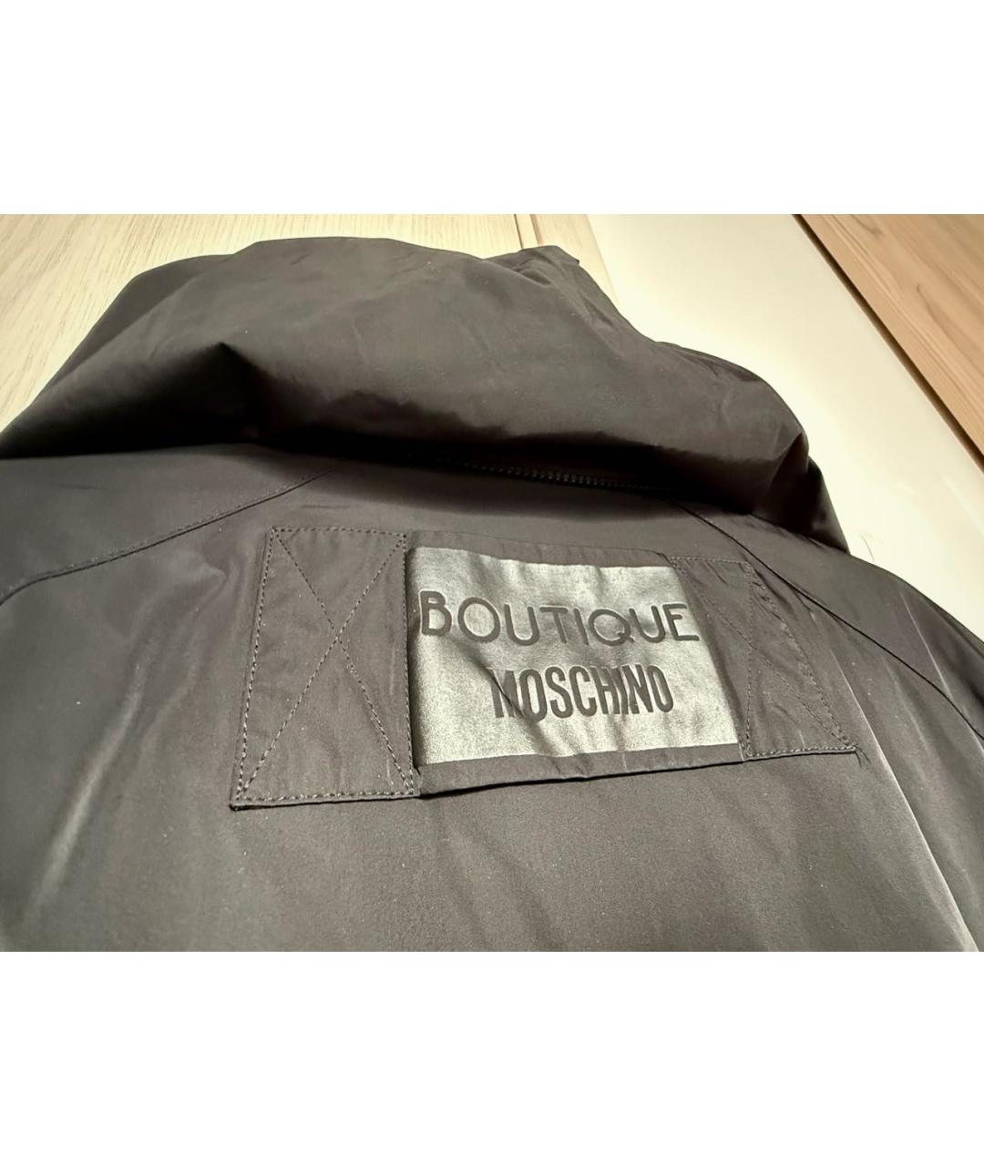 BOUTIQUE MOSCHINO Черный полиэстеровый пуховик, фото 4