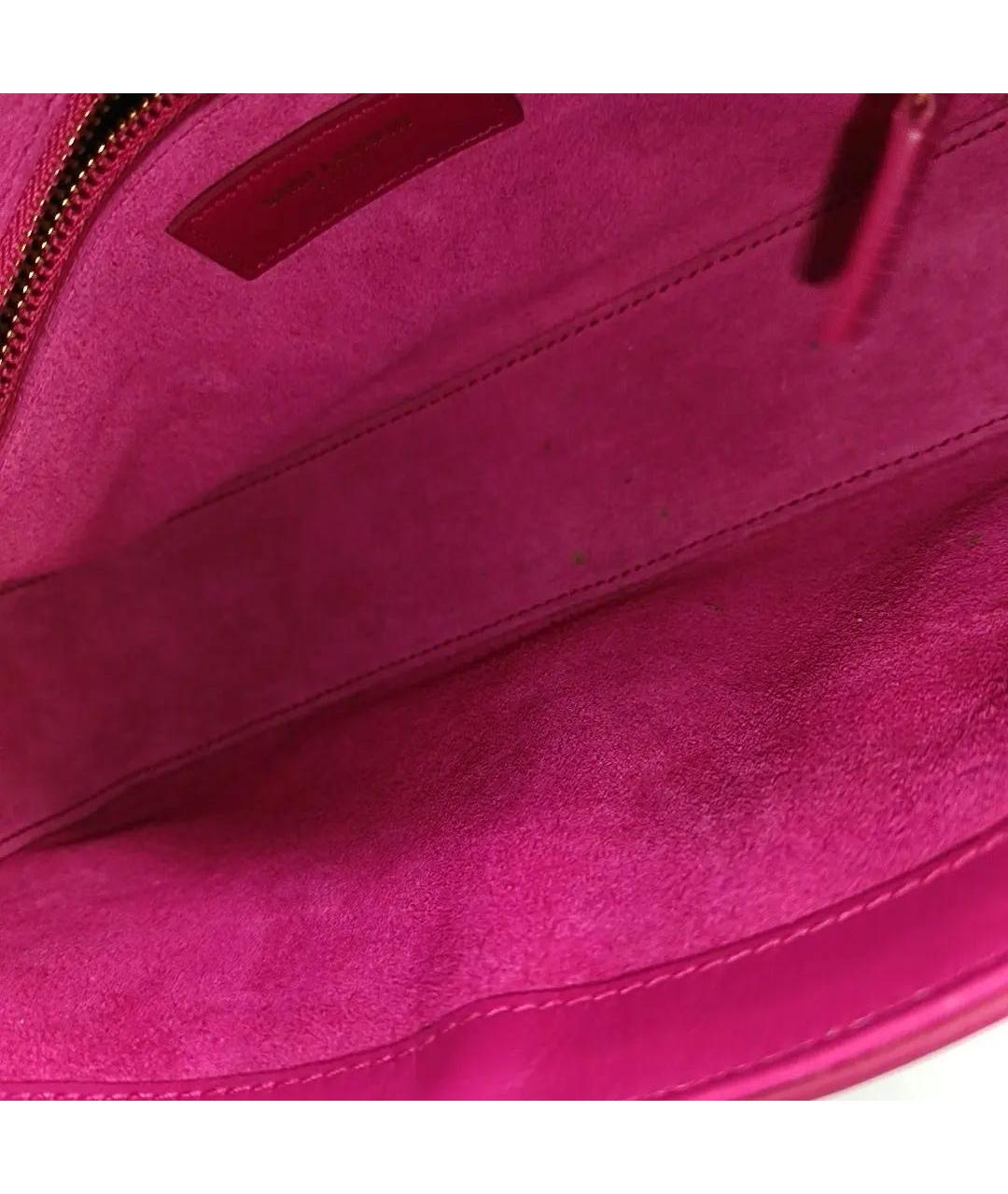 SAINT LAURENT Розовая кожаная сумка с короткими ручками, фото 4