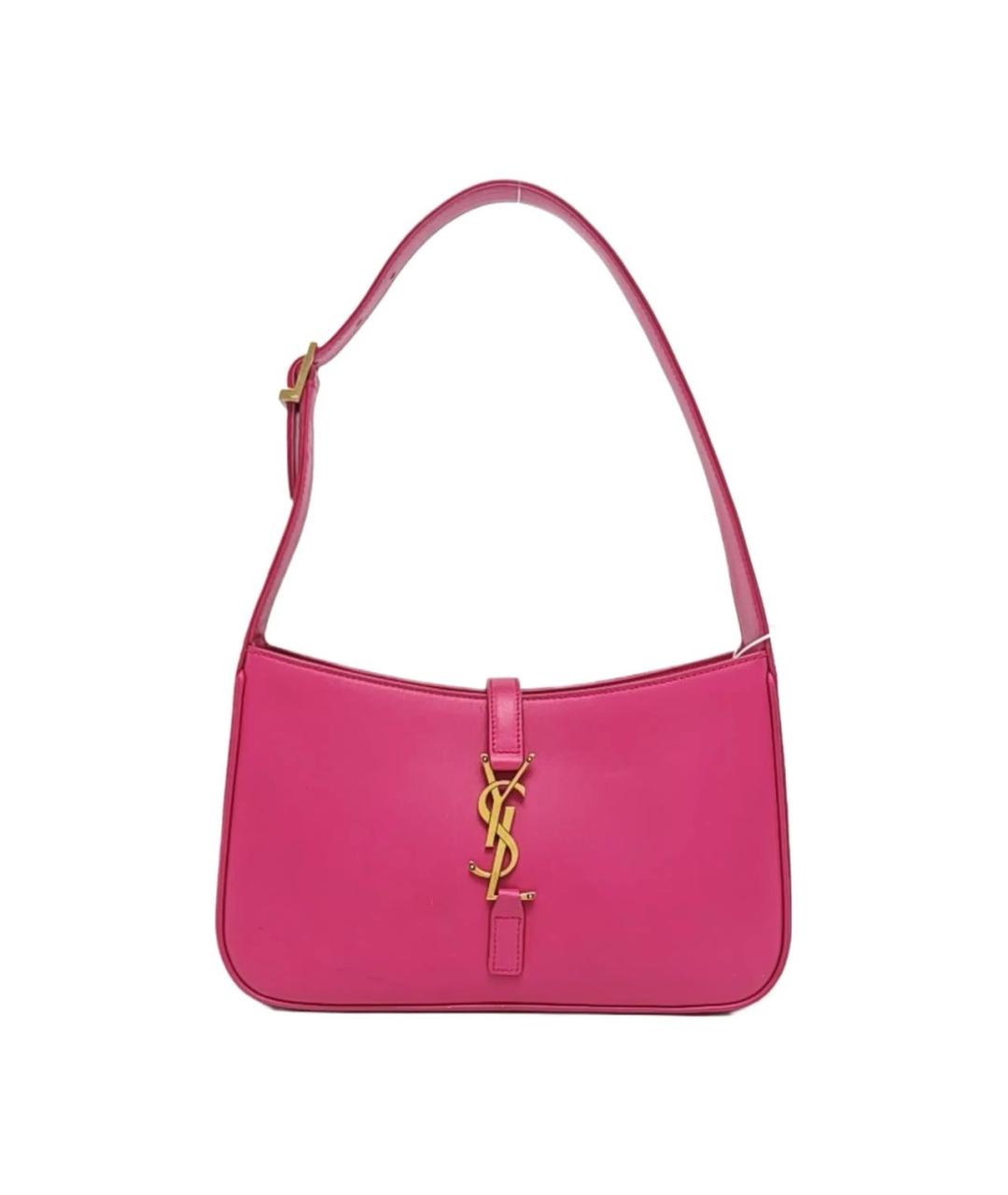 SAINT LAURENT Розовая кожаная сумка с короткими ручками, фото 9