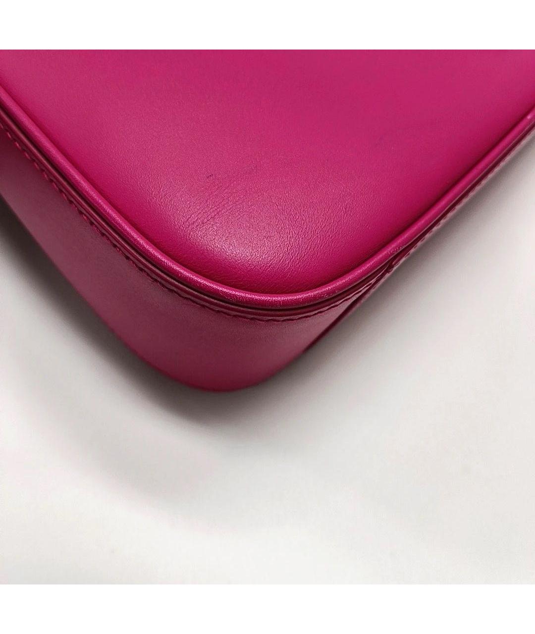 SAINT LAURENT Розовая кожаная сумка с короткими ручками, фото 7