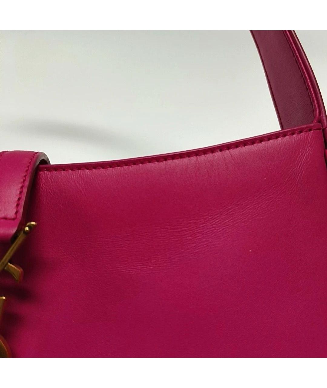 SAINT LAURENT Розовая кожаная сумка с короткими ручками, фото 5