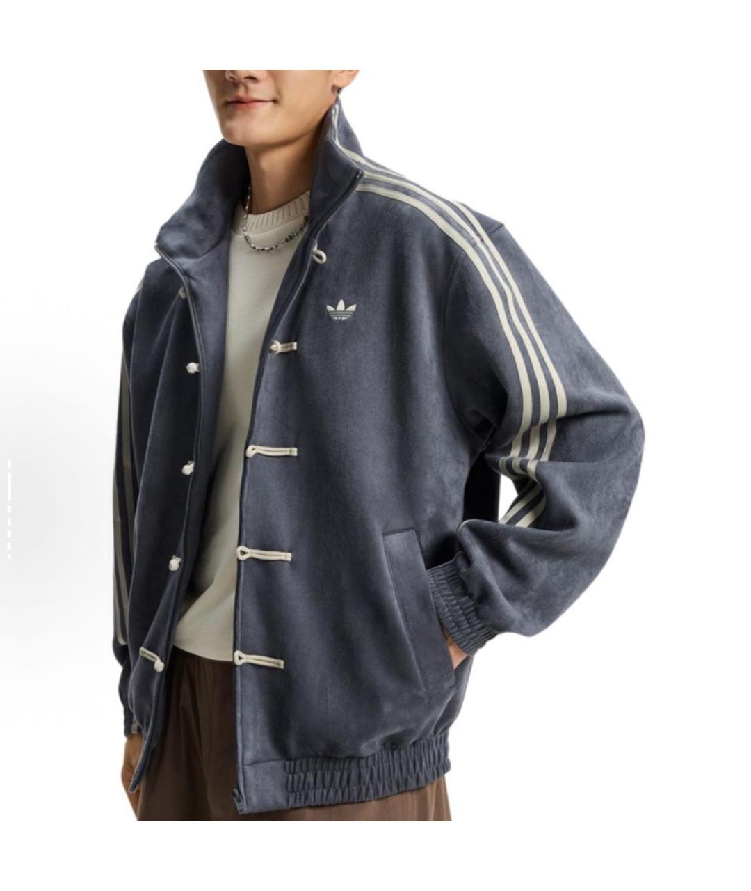 ADIDAS Темно-синяя полиэстеровая куртка, фото 4