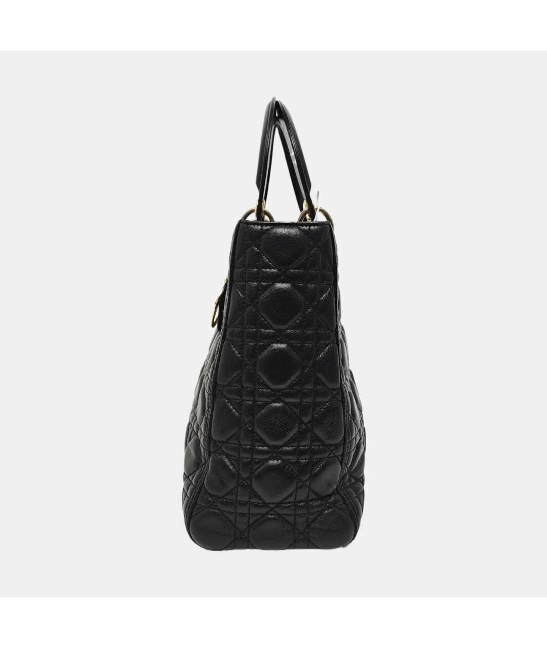 CHRISTIAN DIOR Черная кожаная сумка с короткими ручками, фото 2
