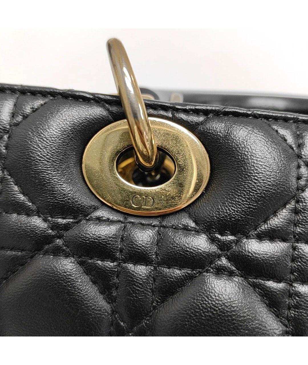 CHRISTIAN DIOR Черная кожаная сумка с короткими ручками, фото 5