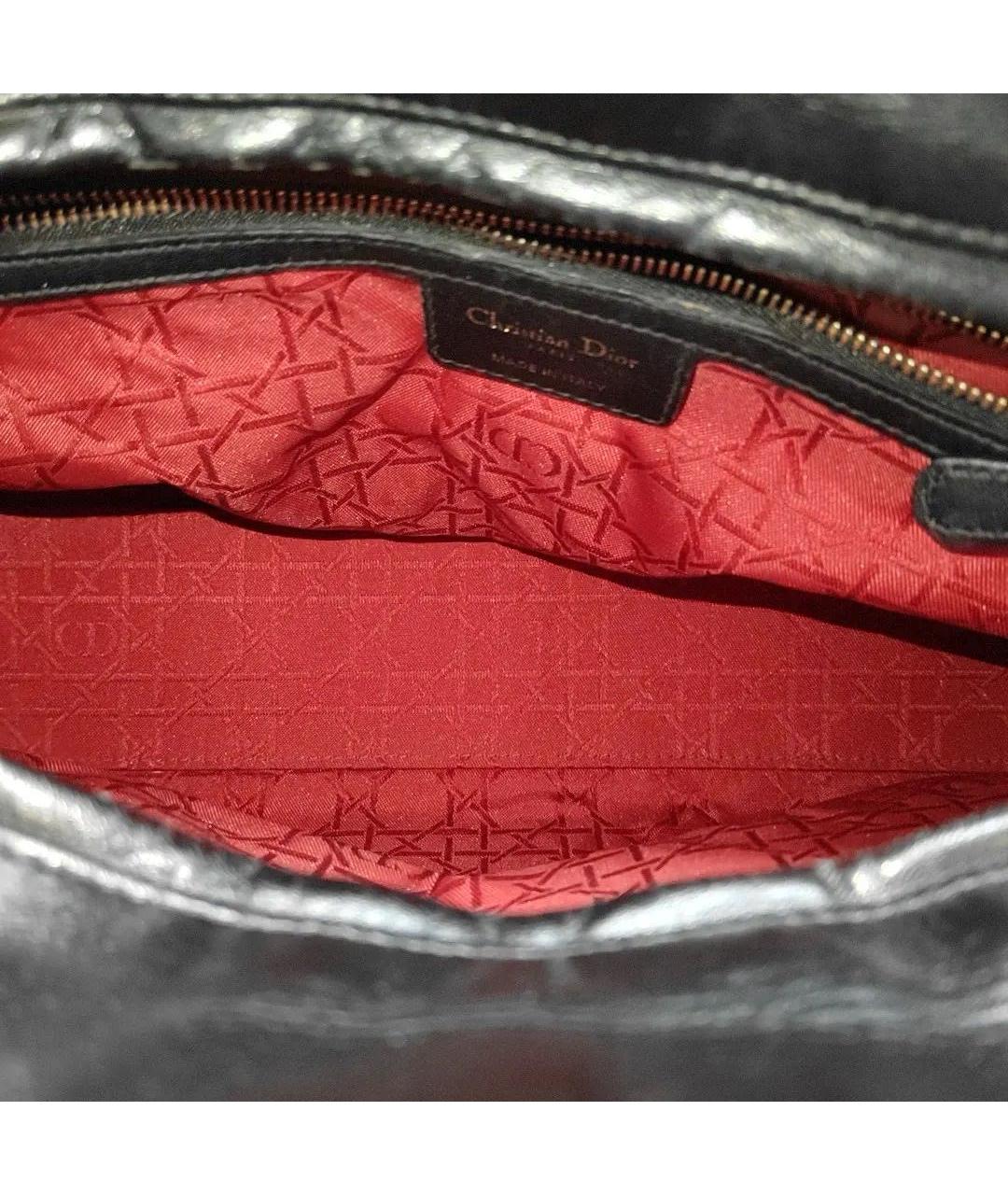 CHRISTIAN DIOR Черная кожаная сумка с короткими ручками, фото 4