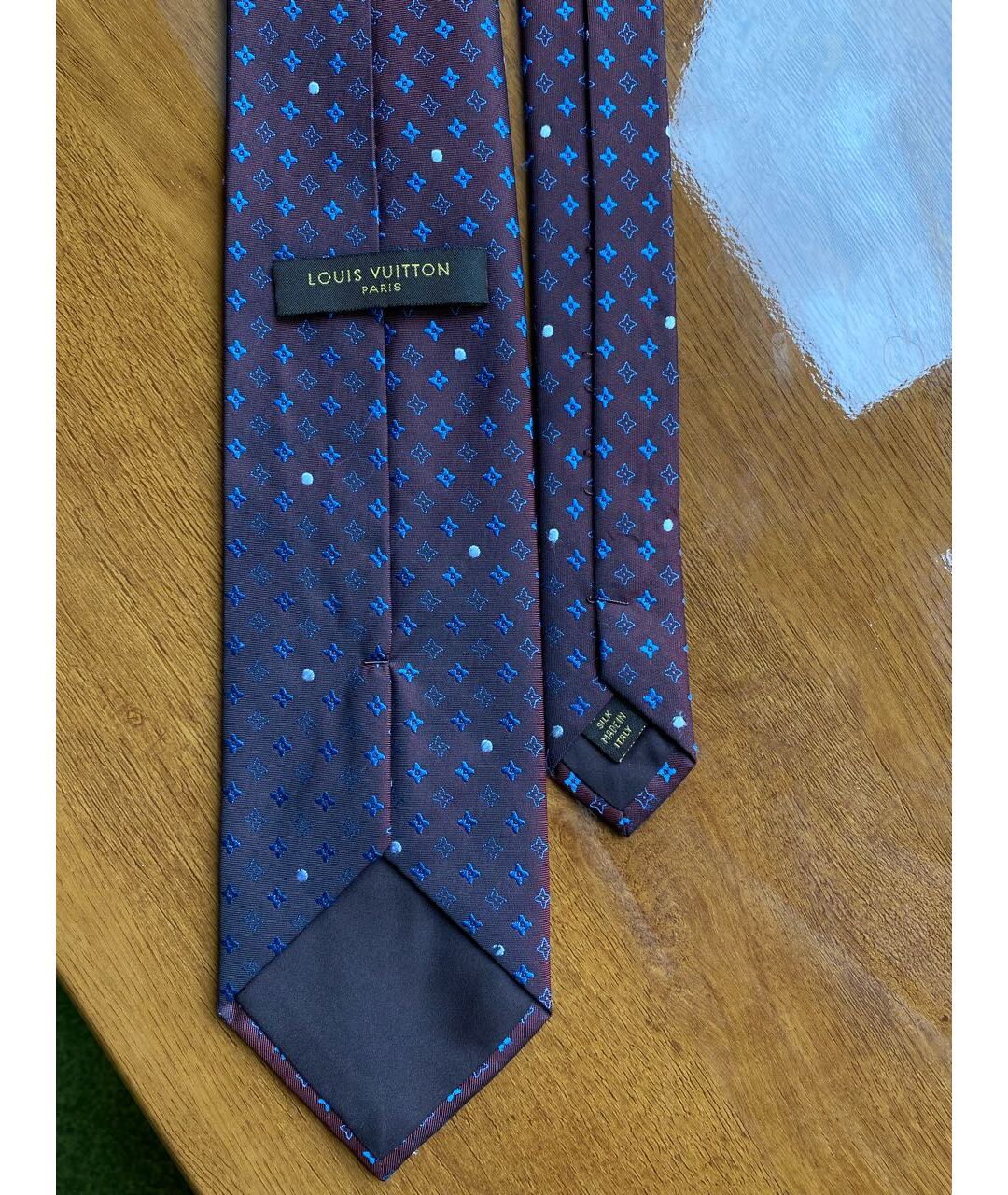 LOUIS VUITTON Бордовый шелковый галстук, фото 3