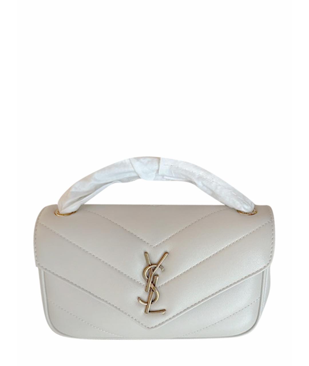 SAINT LAURENT Белая кожаная сумка через плечо, фото 1