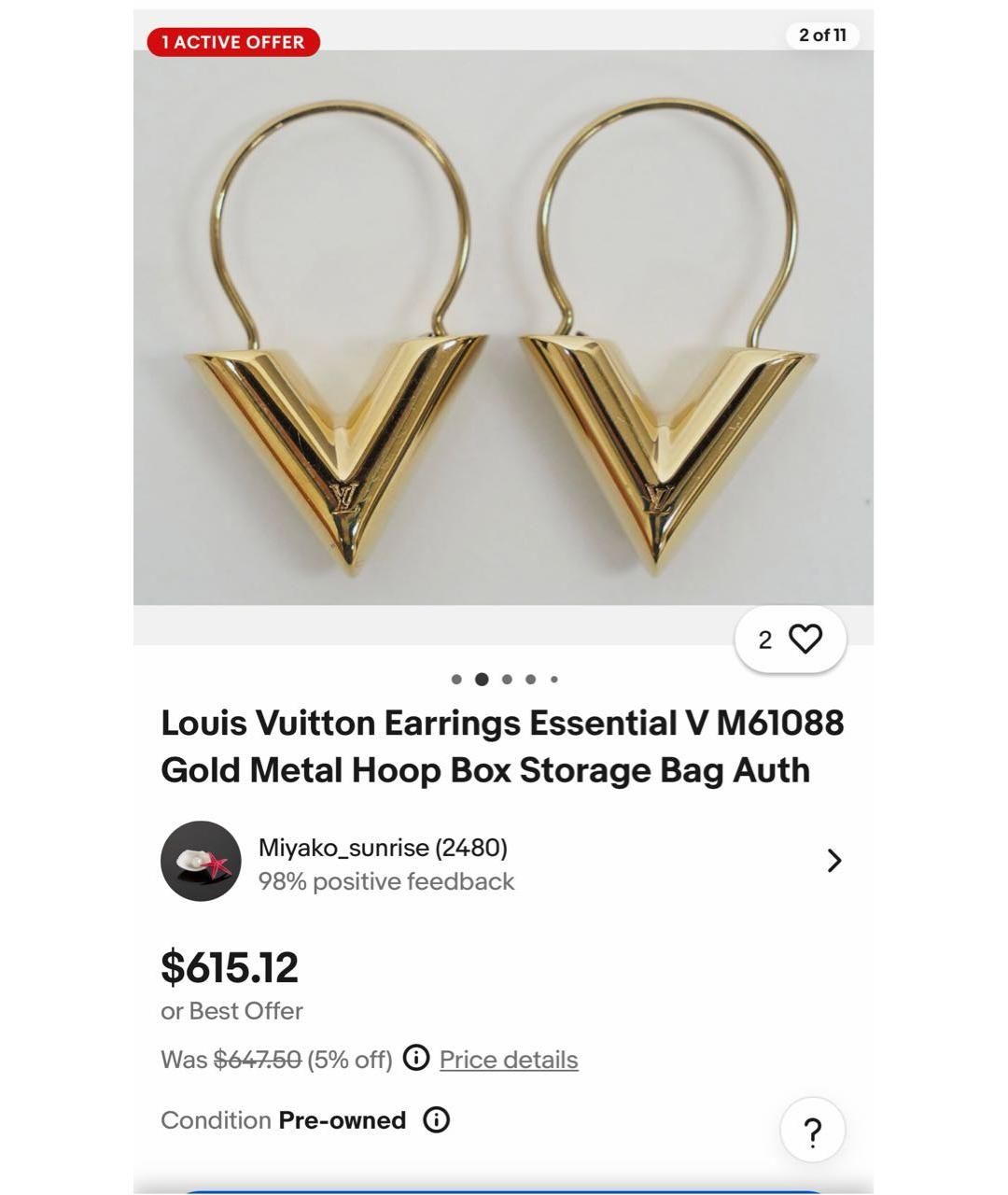 LOUIS VUITTON Золотые серьги, фото 7