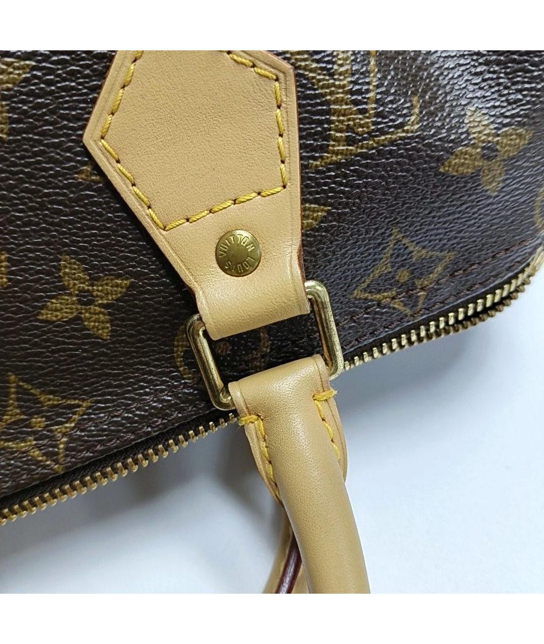 LOUIS VUITTON Коричневая кожаная сумка с короткими ручками, фото 7