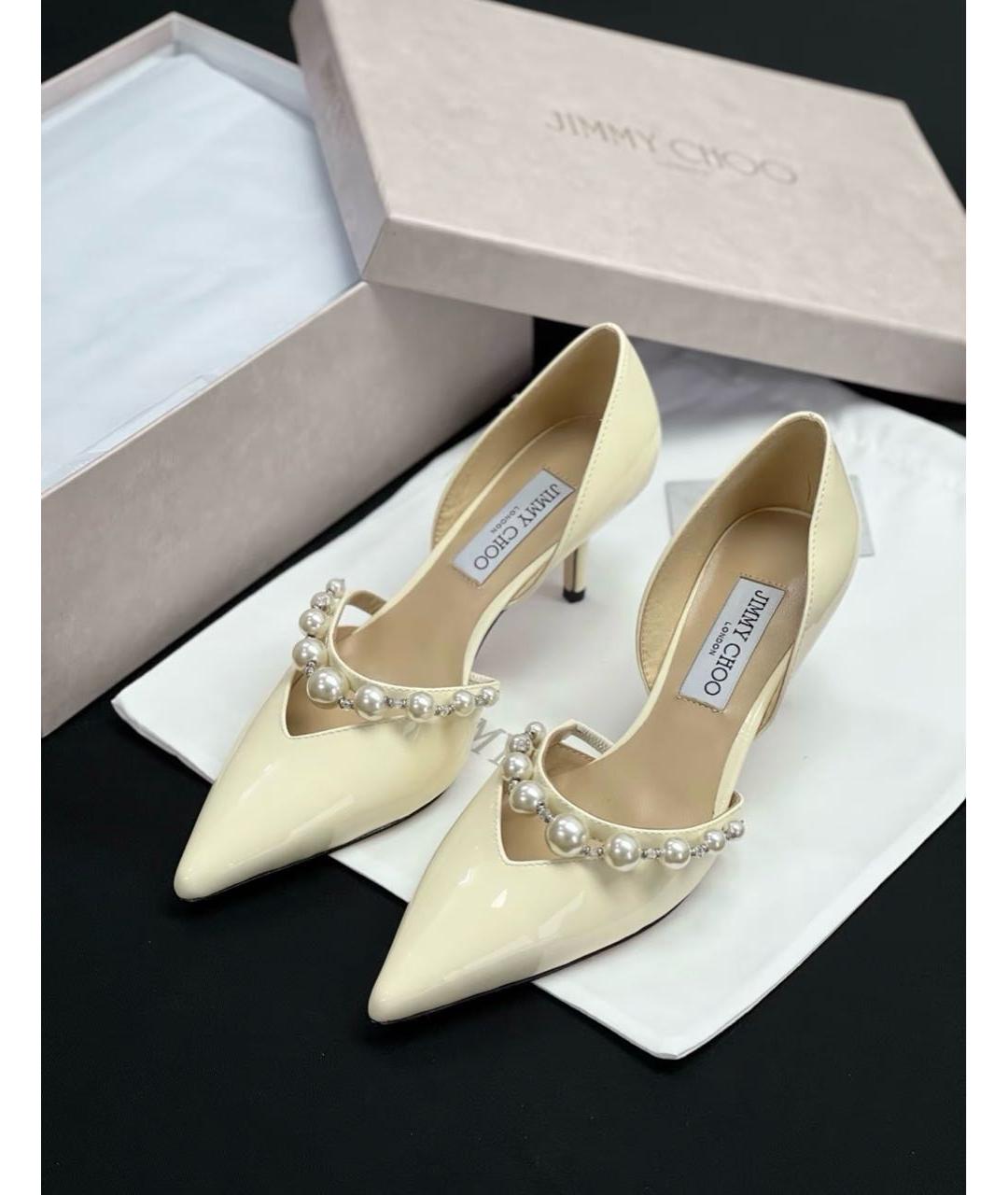 JIMMY CHOO Белые туфли из лакированной кожи, фото 6