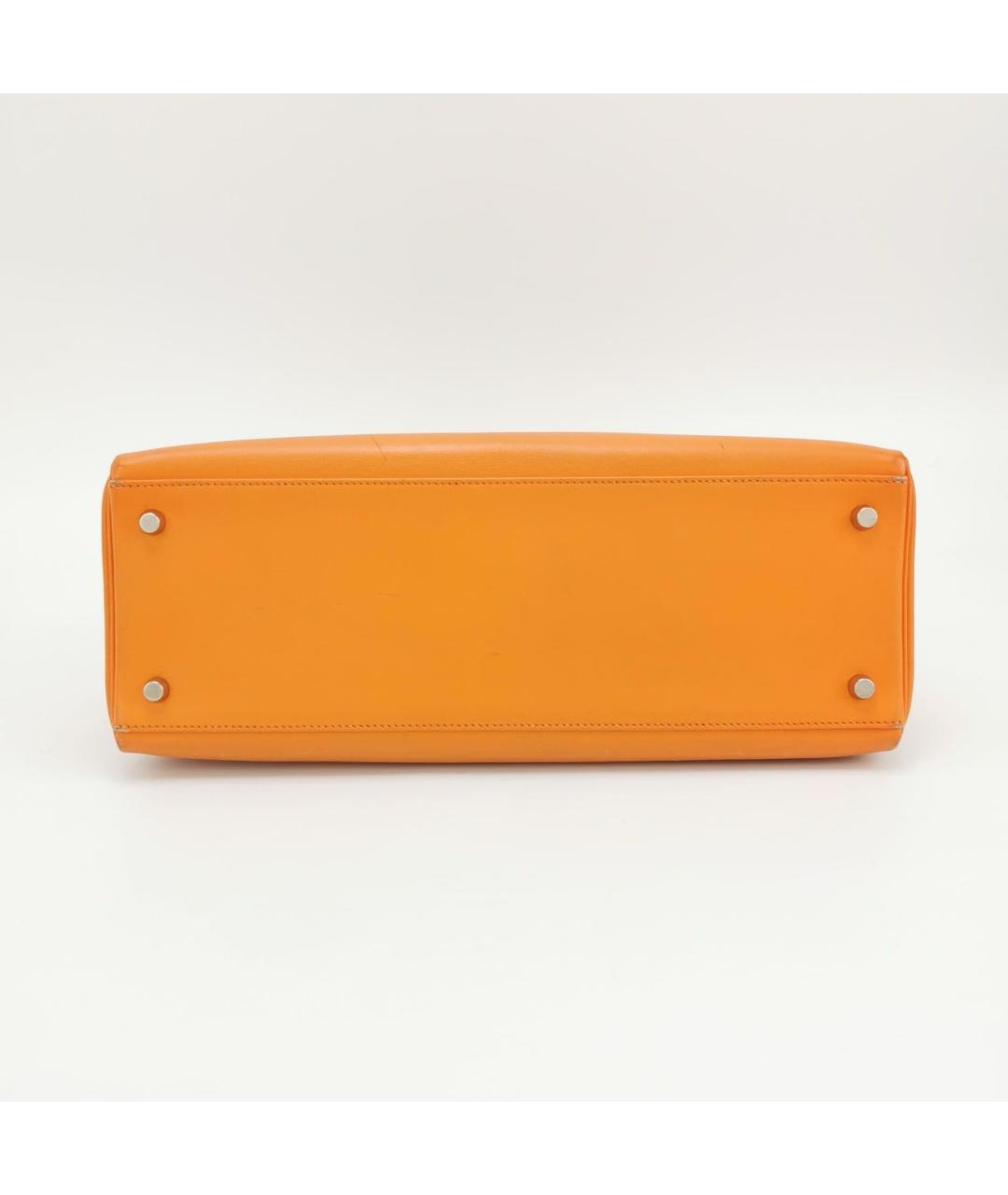 HERMES Оранжевая кожаная сумка с короткими ручками, фото 4