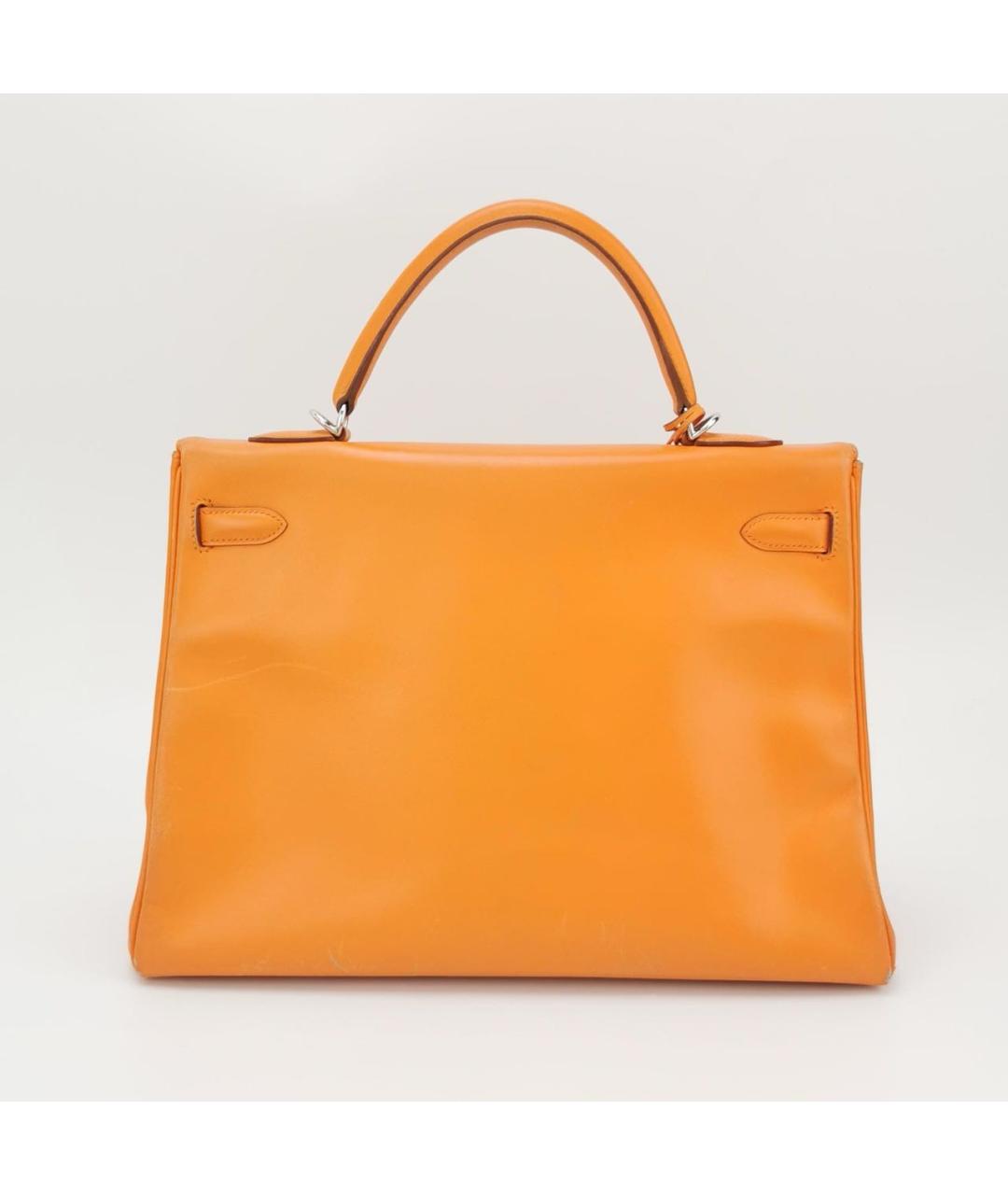 HERMES Оранжевая кожаная сумка с короткими ручками, фото 3