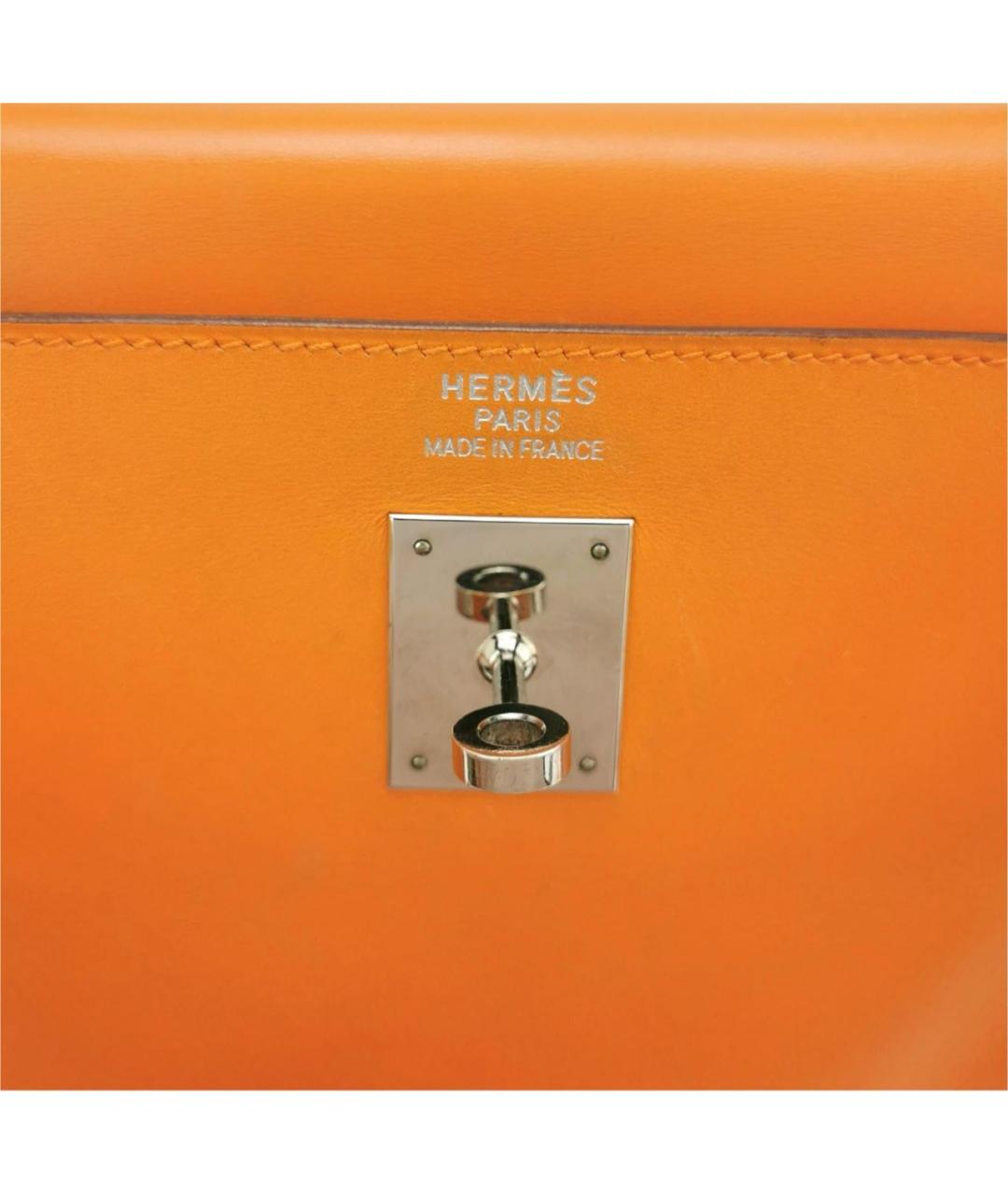 HERMES Оранжевая кожаная сумка с короткими ручками, фото 6