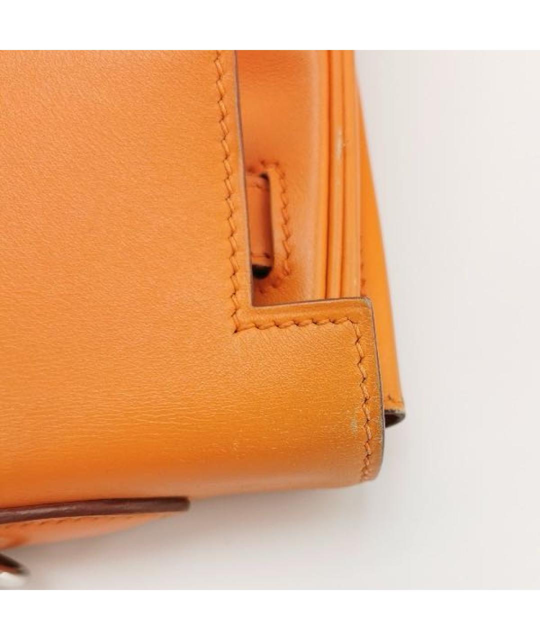 HERMES Оранжевая кожаная сумка с короткими ручками, фото 8