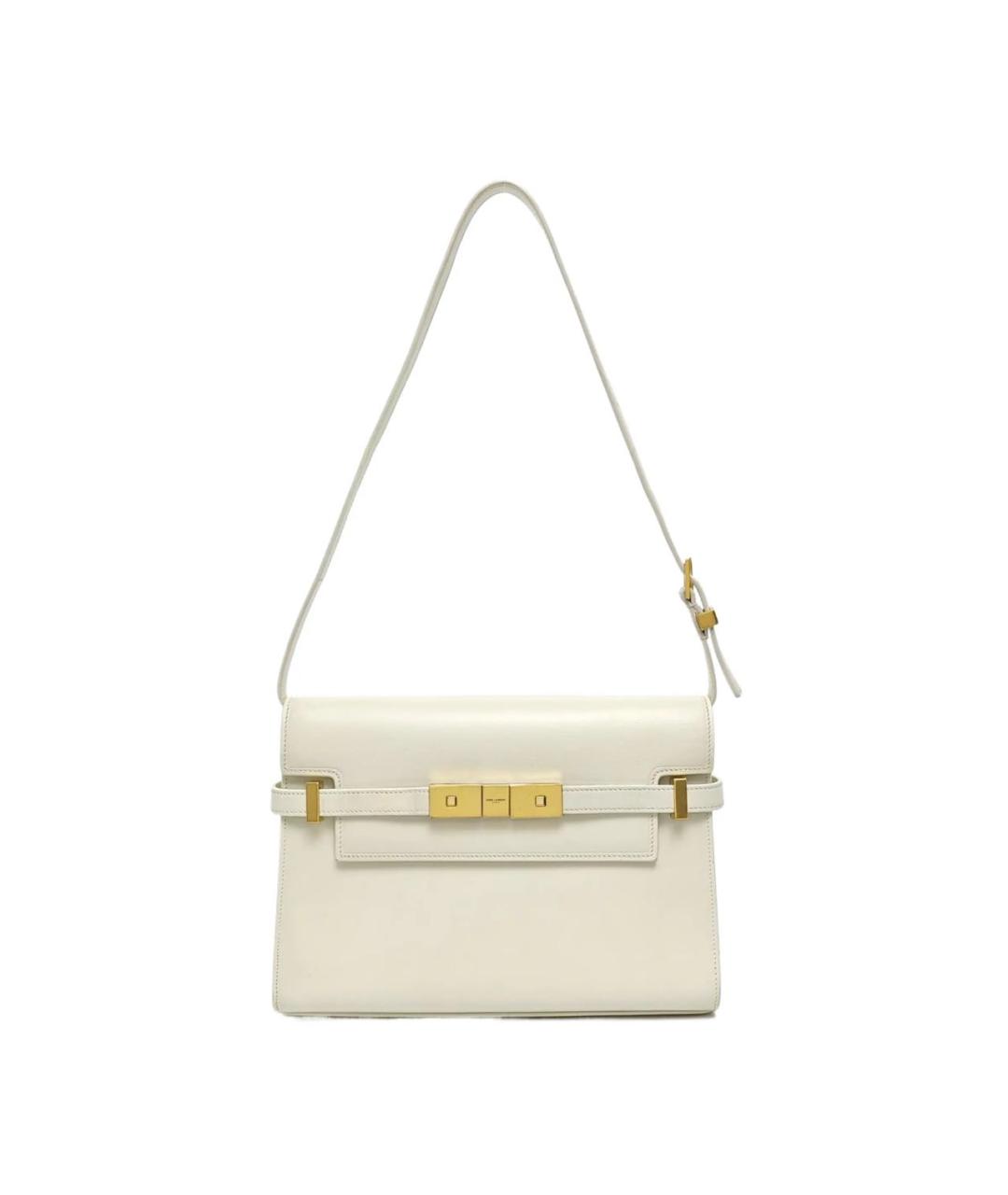SAINT LAURENT Белая кожаная сумка через плечо, фото 9