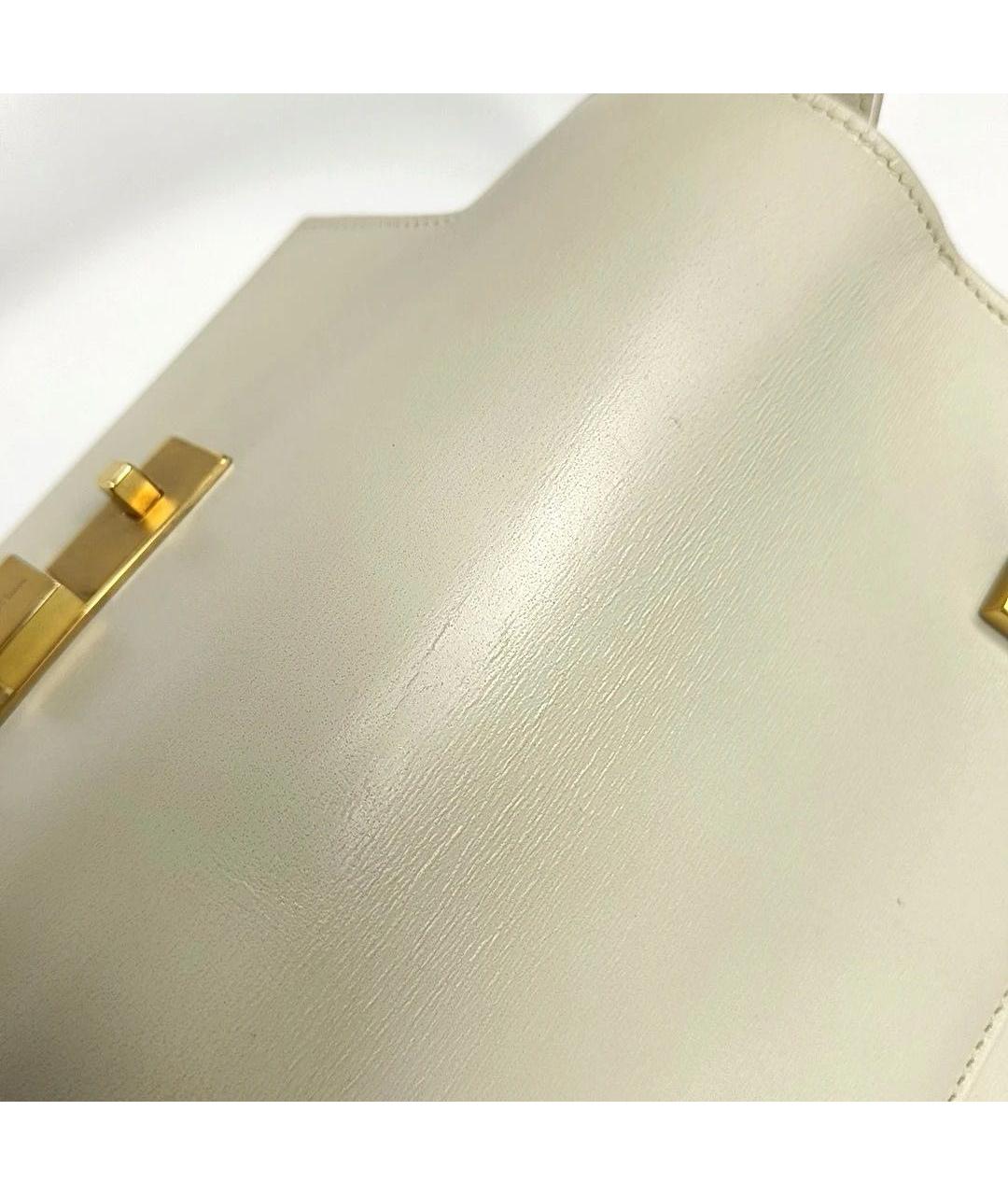 SAINT LAURENT Белая кожаная сумка через плечо, фото 8