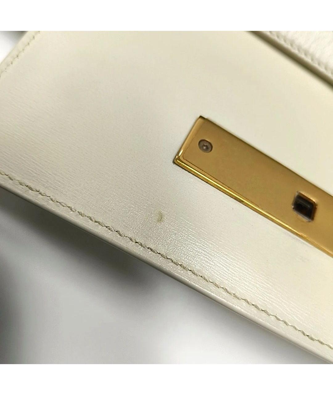 SAINT LAURENT Белая кожаная сумка через плечо, фото 6