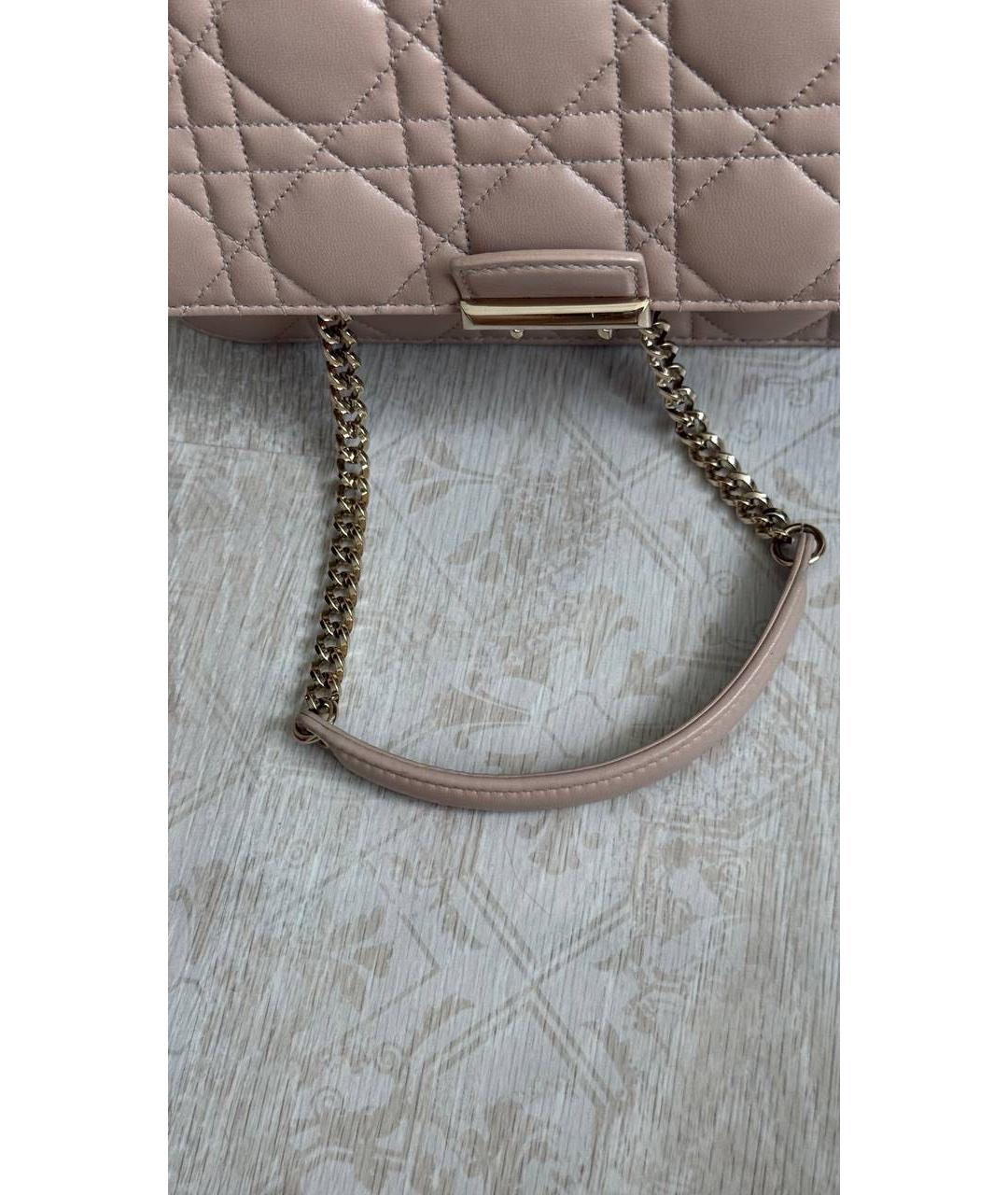 CHRISTIAN DIOR Бежевая кожаная сумка через плечо, фото 5