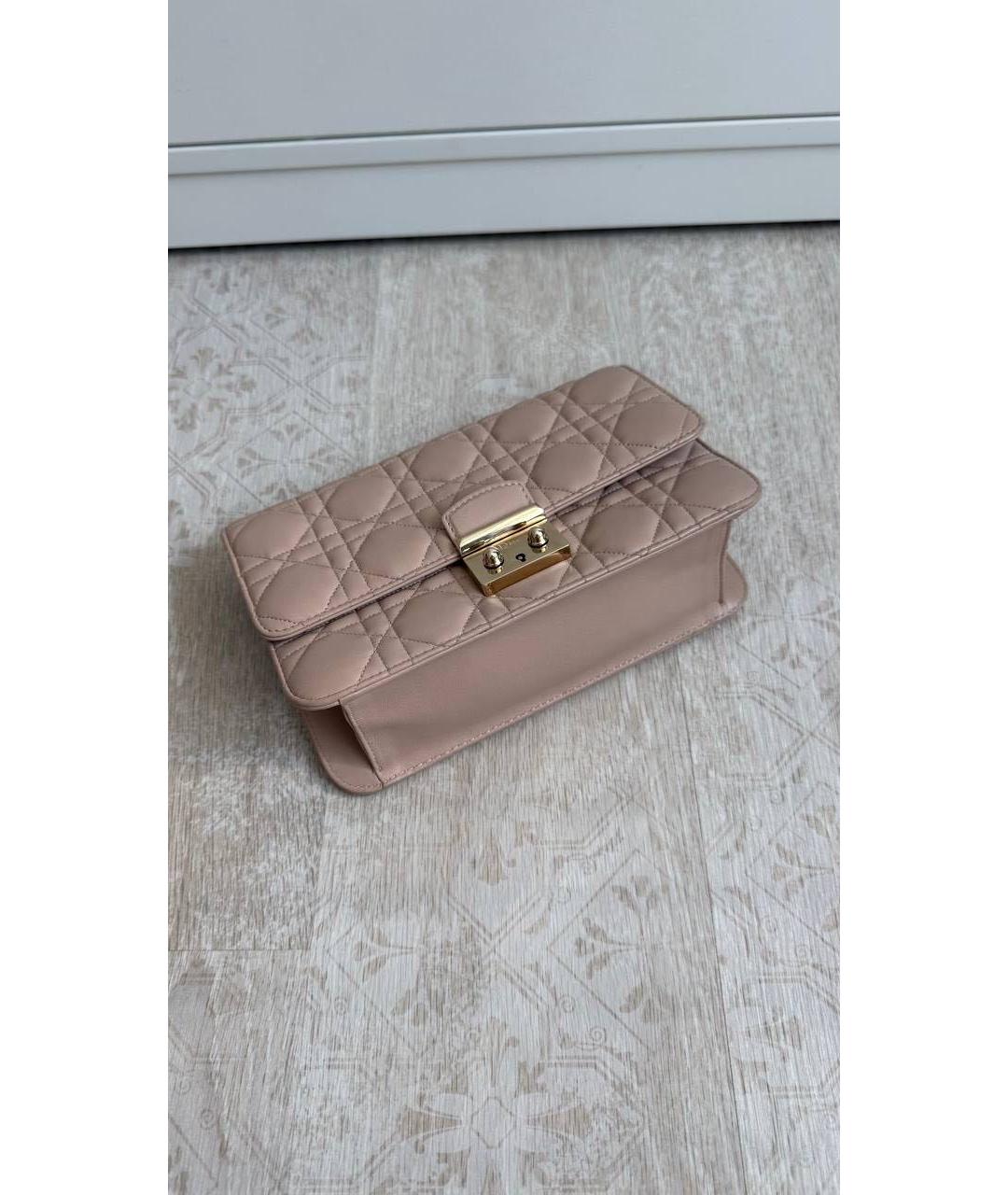 CHRISTIAN DIOR Бежевая кожаная сумка через плечо, фото 2