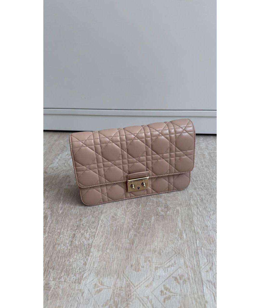 CHRISTIAN DIOR Бежевая кожаная сумка через плечо, фото 8