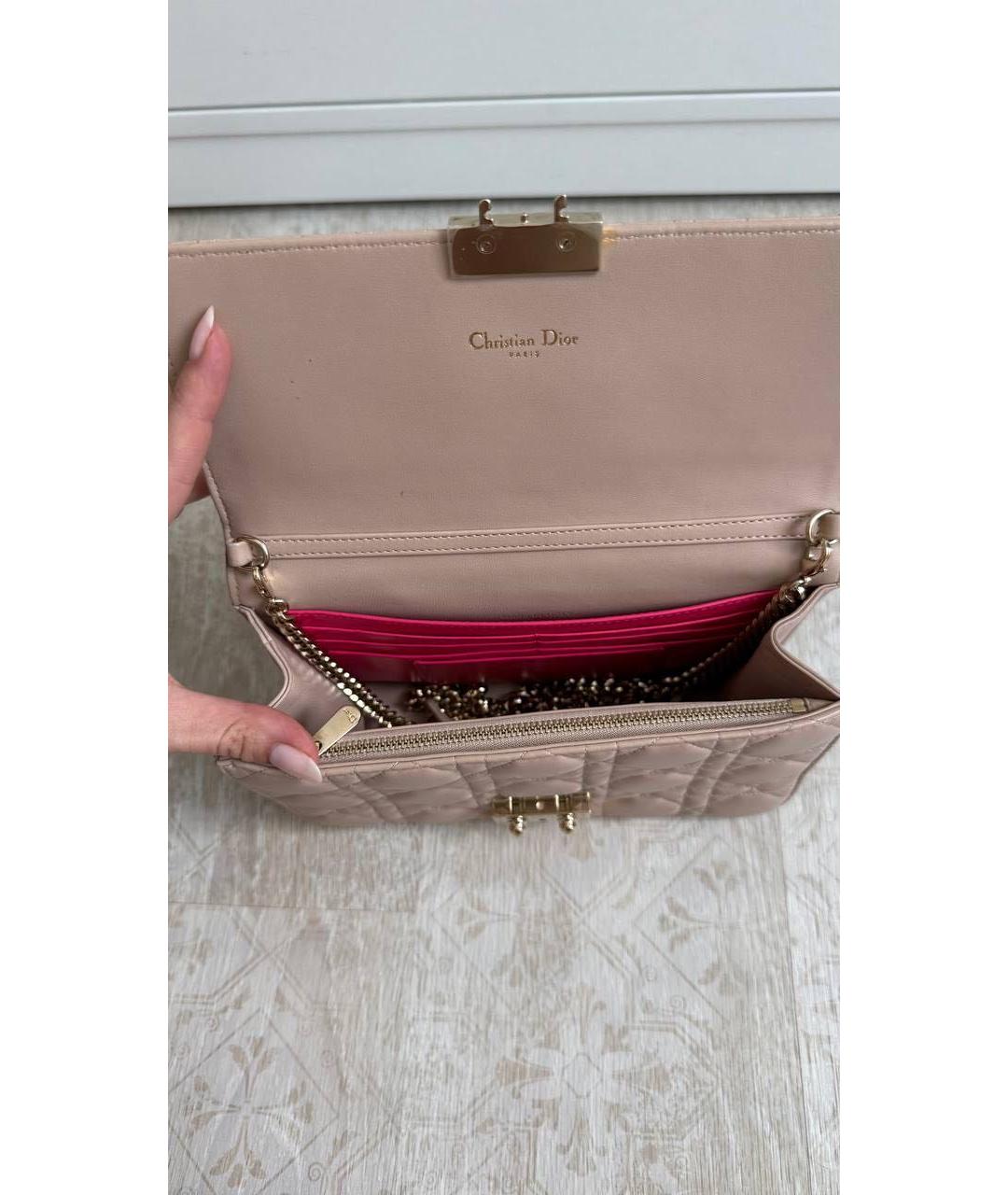 CHRISTIAN DIOR Бежевая кожаная сумка через плечо, фото 3