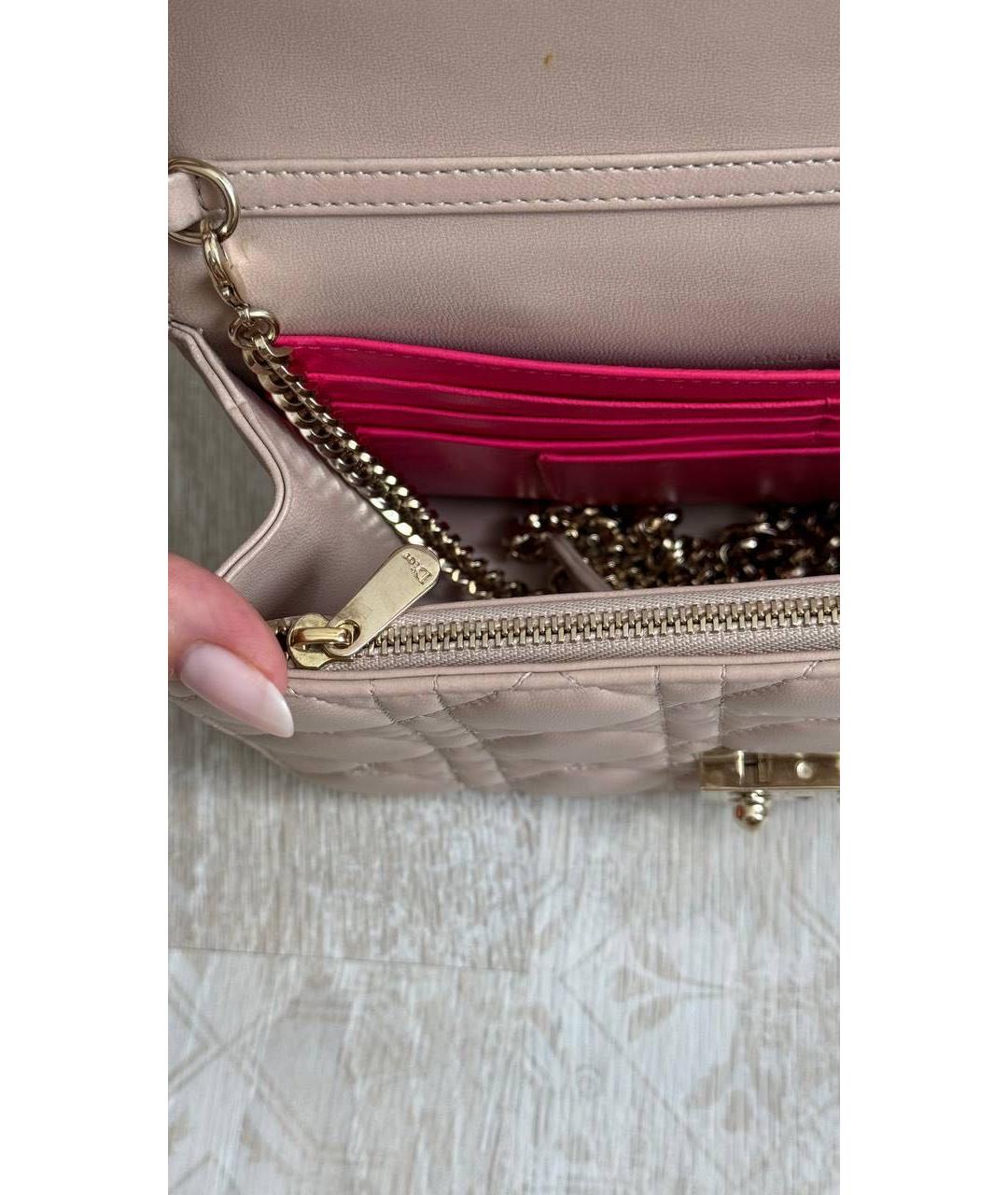 CHRISTIAN DIOR Бежевая кожаная сумка через плечо, фото 6
