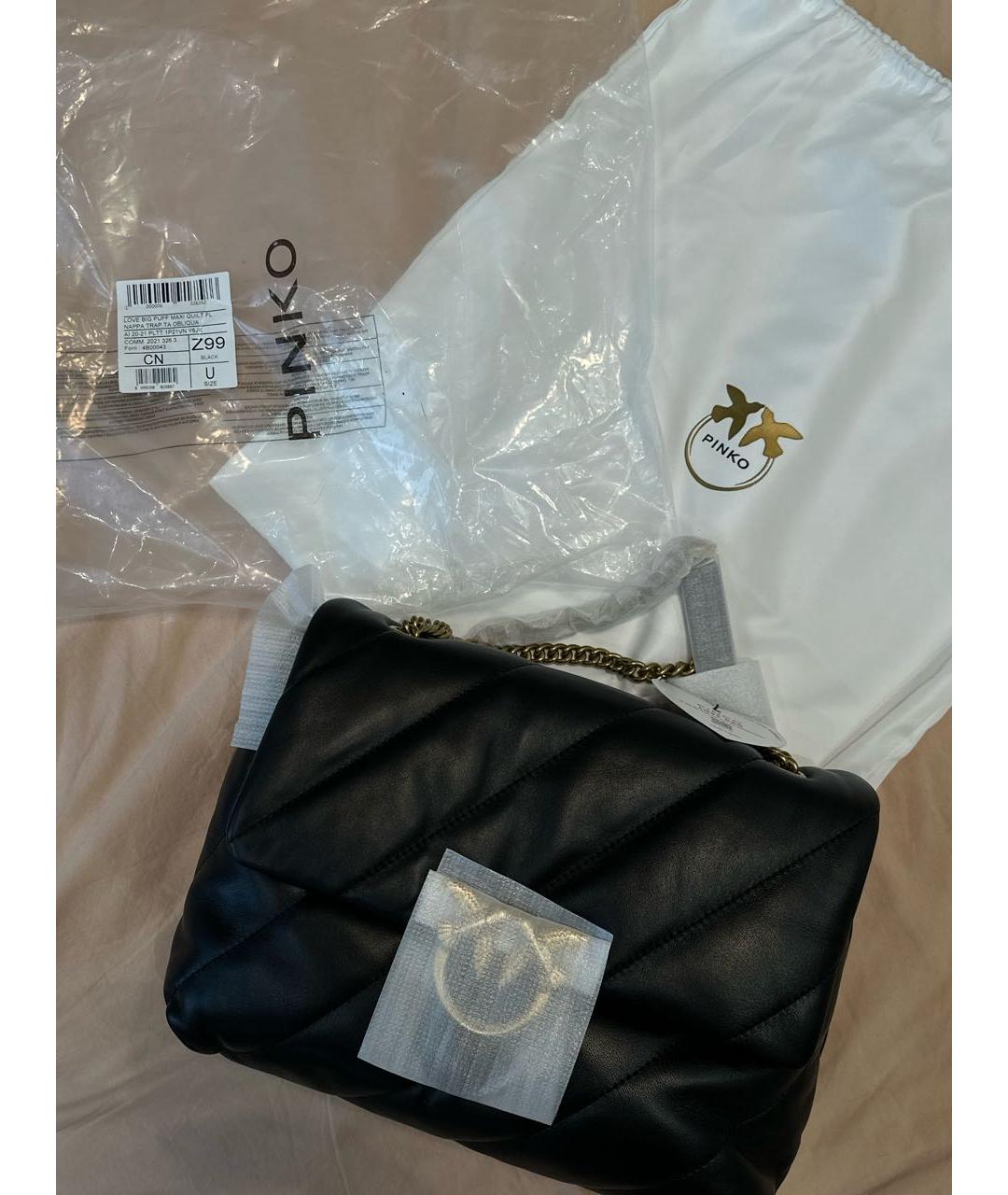 PINKO Черная кожаная сумка через плечо, фото 8