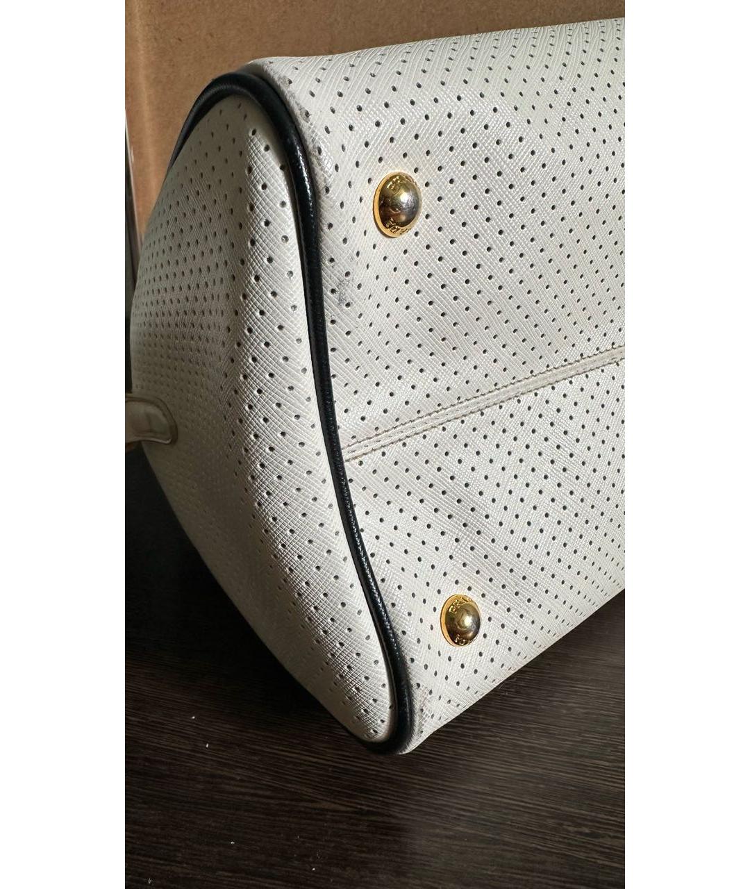 PRADA Белая кожаная сумка с короткими ручками, фото 6
