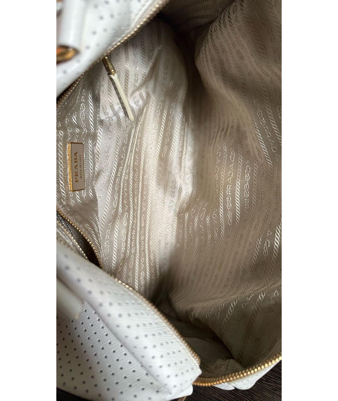 PRADA Белая кожаная сумка с короткими ручками, фото 4