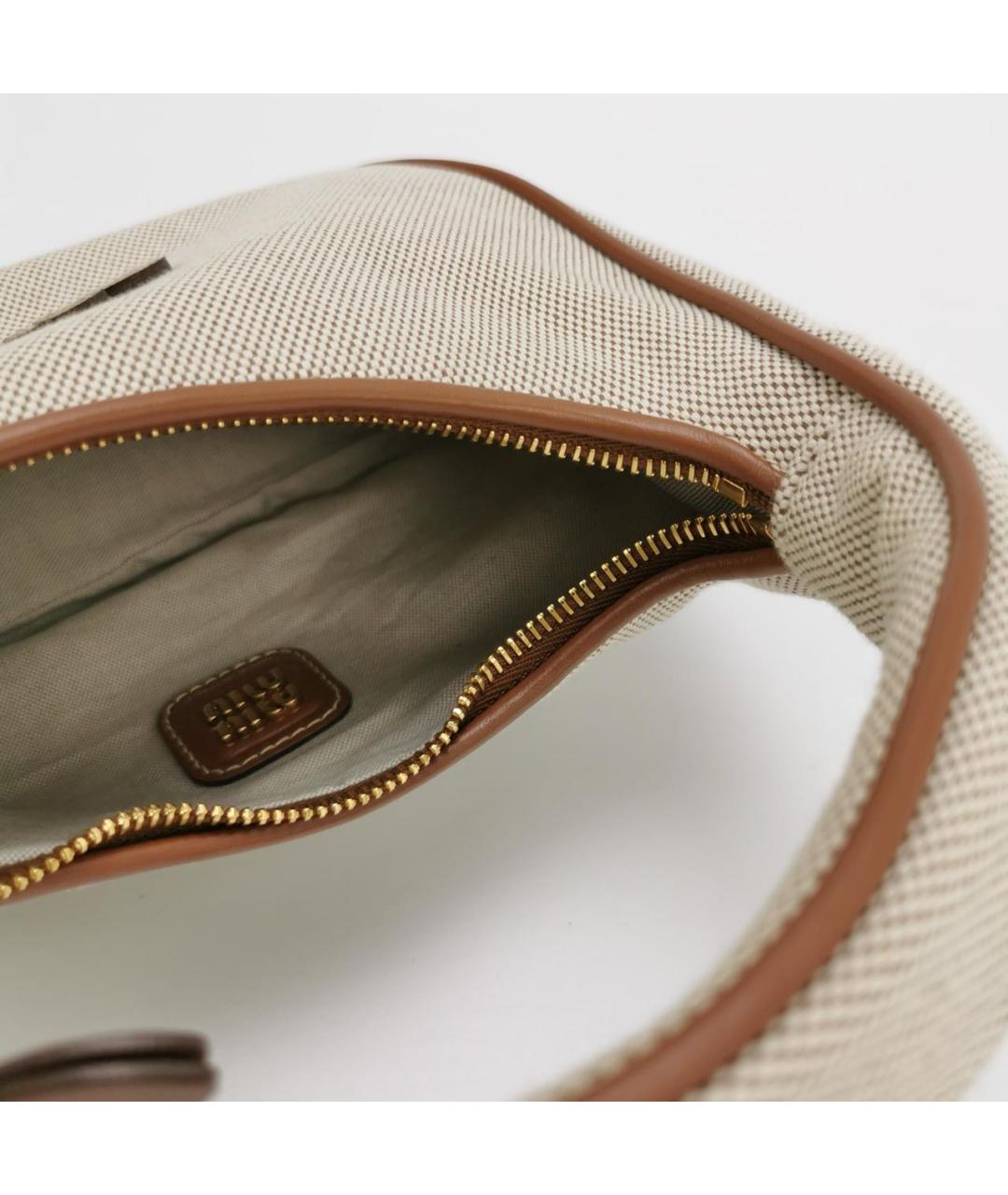 MIU MIU Бежевая тканевая сумка через плечо, фото 6