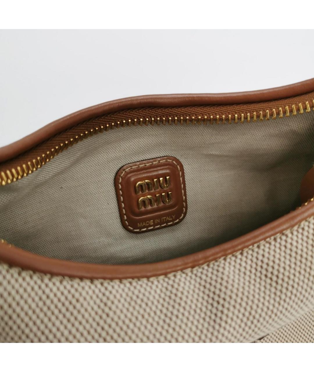 MIU MIU Бежевая тканевая сумка через плечо, фото 7