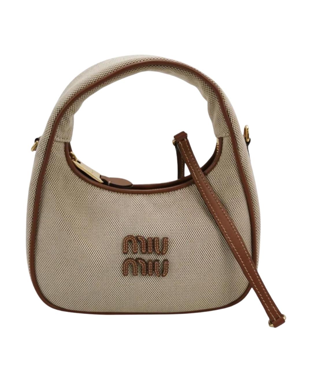 MIU MIU Бежевая тканевая сумка через плечо, фото 1