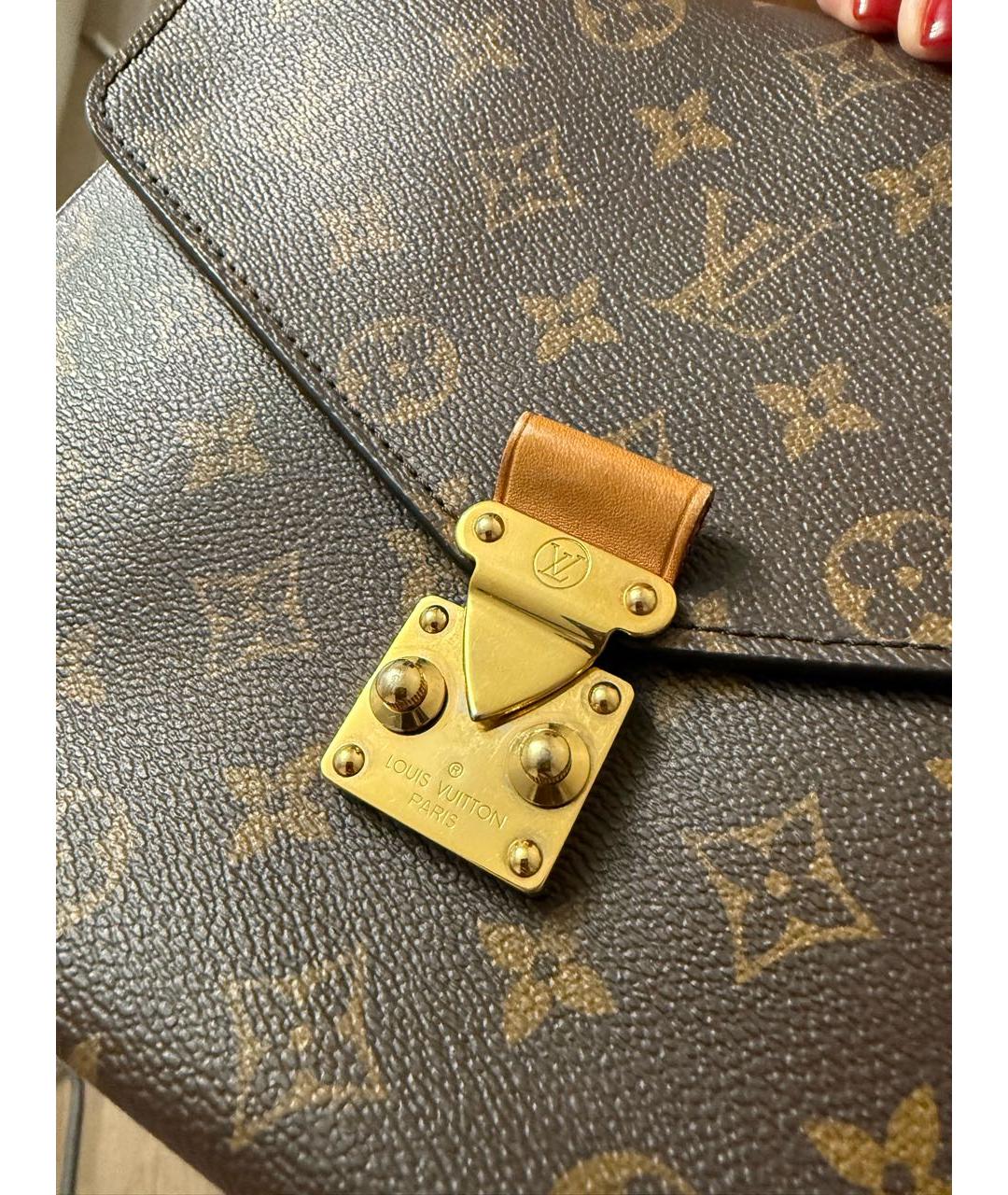 LOUIS VUITTON Коричневая кожаная сумка через плечо, фото 8