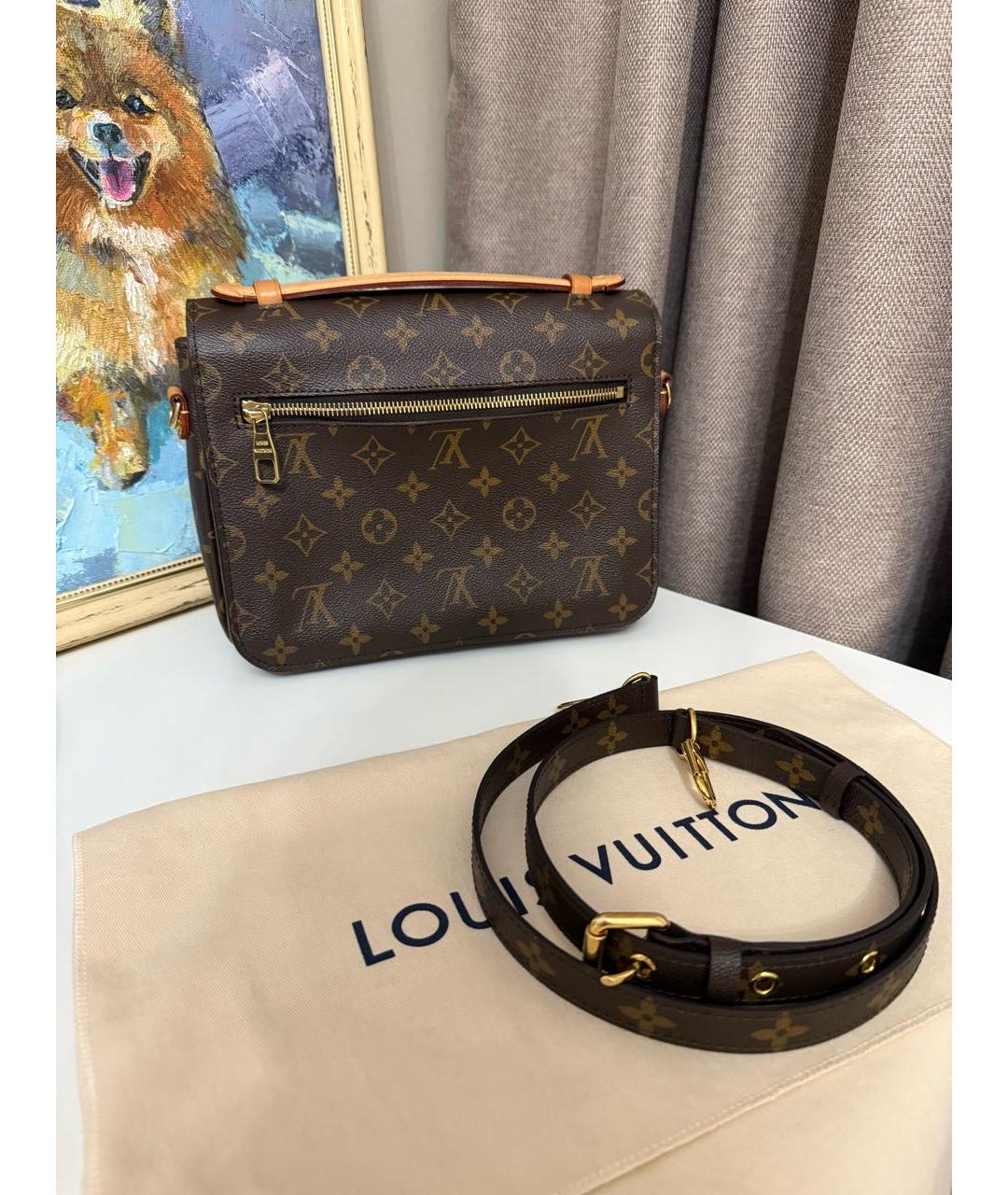 LOUIS VUITTON Коричневая кожаная сумка через плечо, фото 3